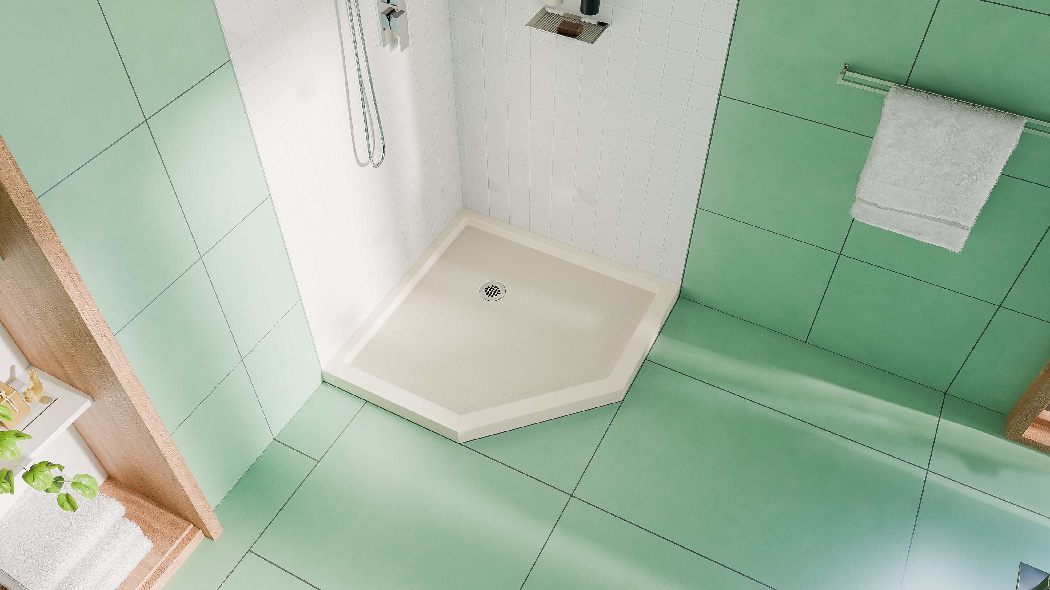 DreamLine SlimLine 36" D x 36" W x 2 3/4" H Neo-Angle Shower Base & 2" Corner Round Drain