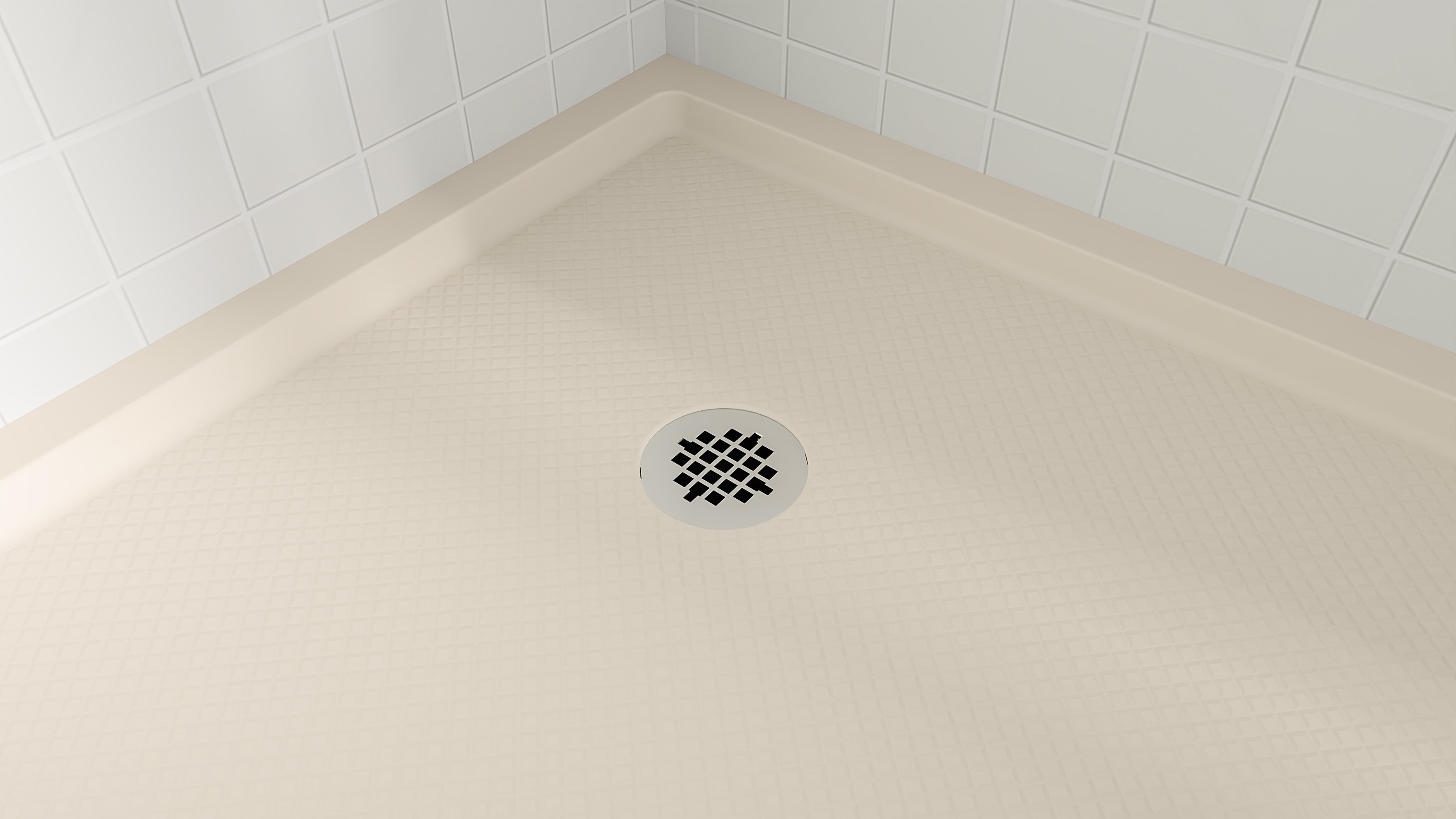 DreamLine SlimLine 36" D x 36" W x 2 3/4" H Neo-Angle Shower Base & 2" Corner Round Drain