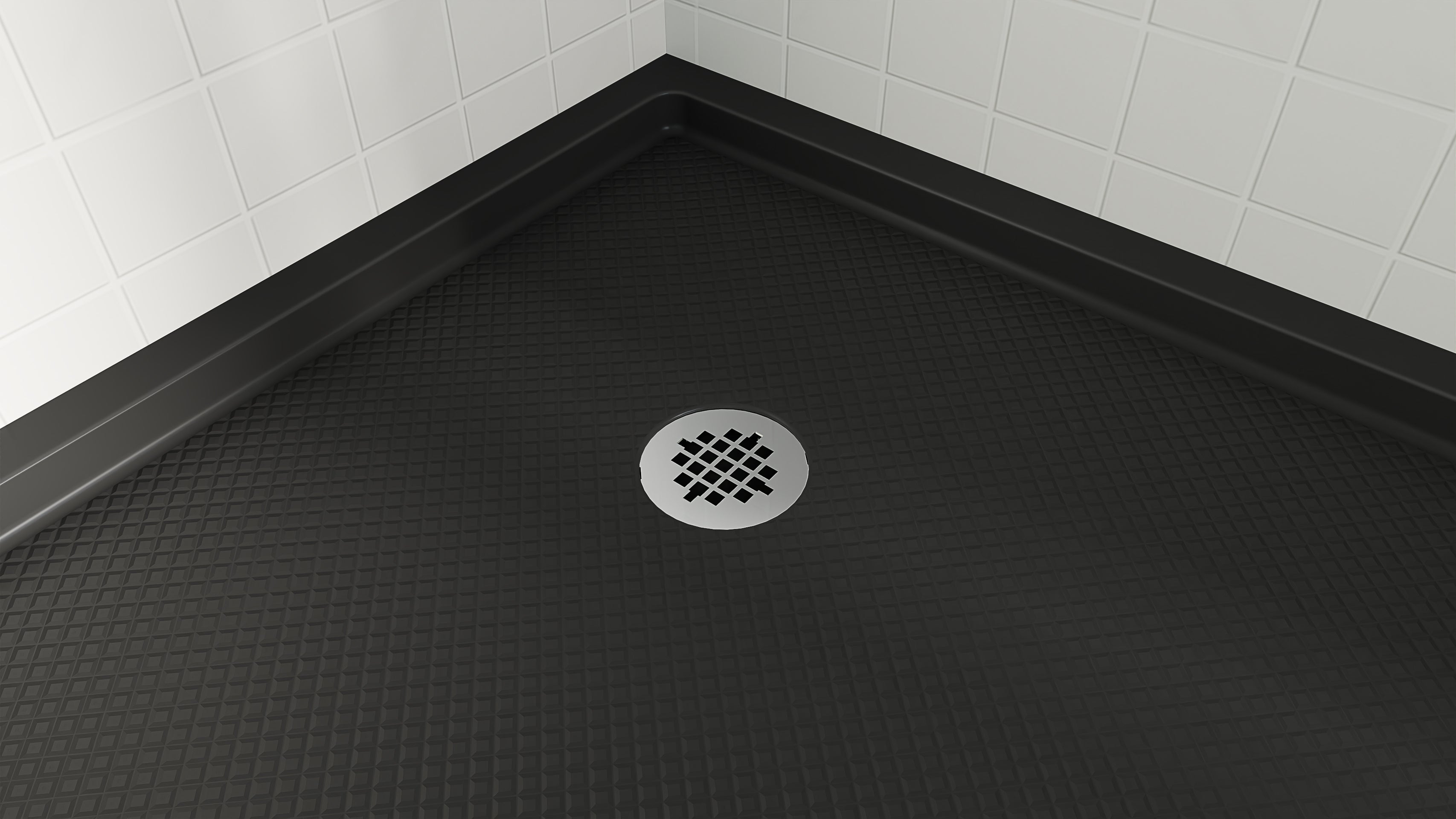 DreamLine SlimLine 36" D x 36" W x 2 3/4" H Neo-Angle Shower Base & 2" Corner Round Drain