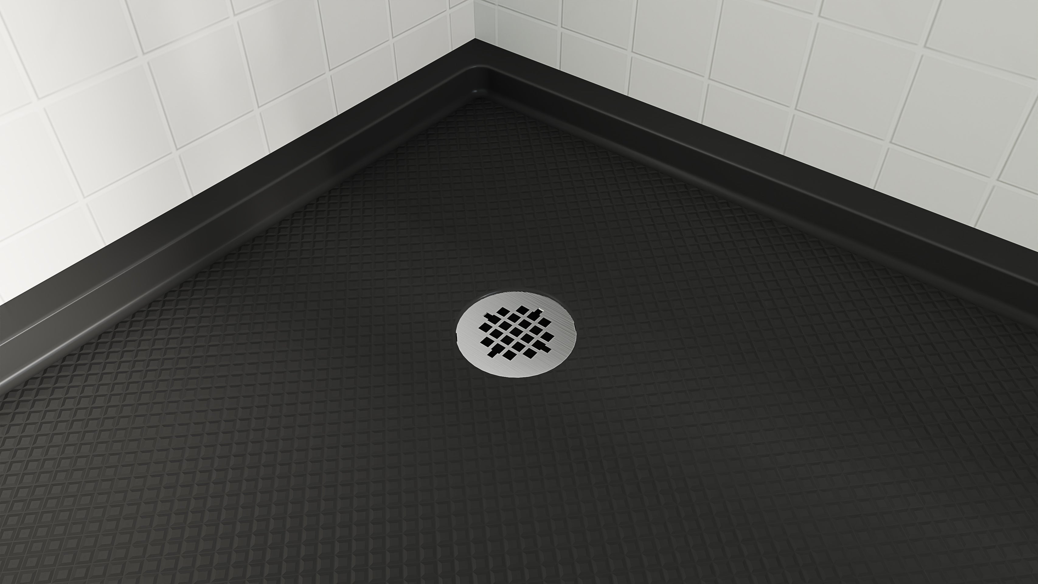 DreamLine SlimLine 36" D x 36" W x 2 3/4" H Neo-Angle Shower Base & 2" Corner Round Drain