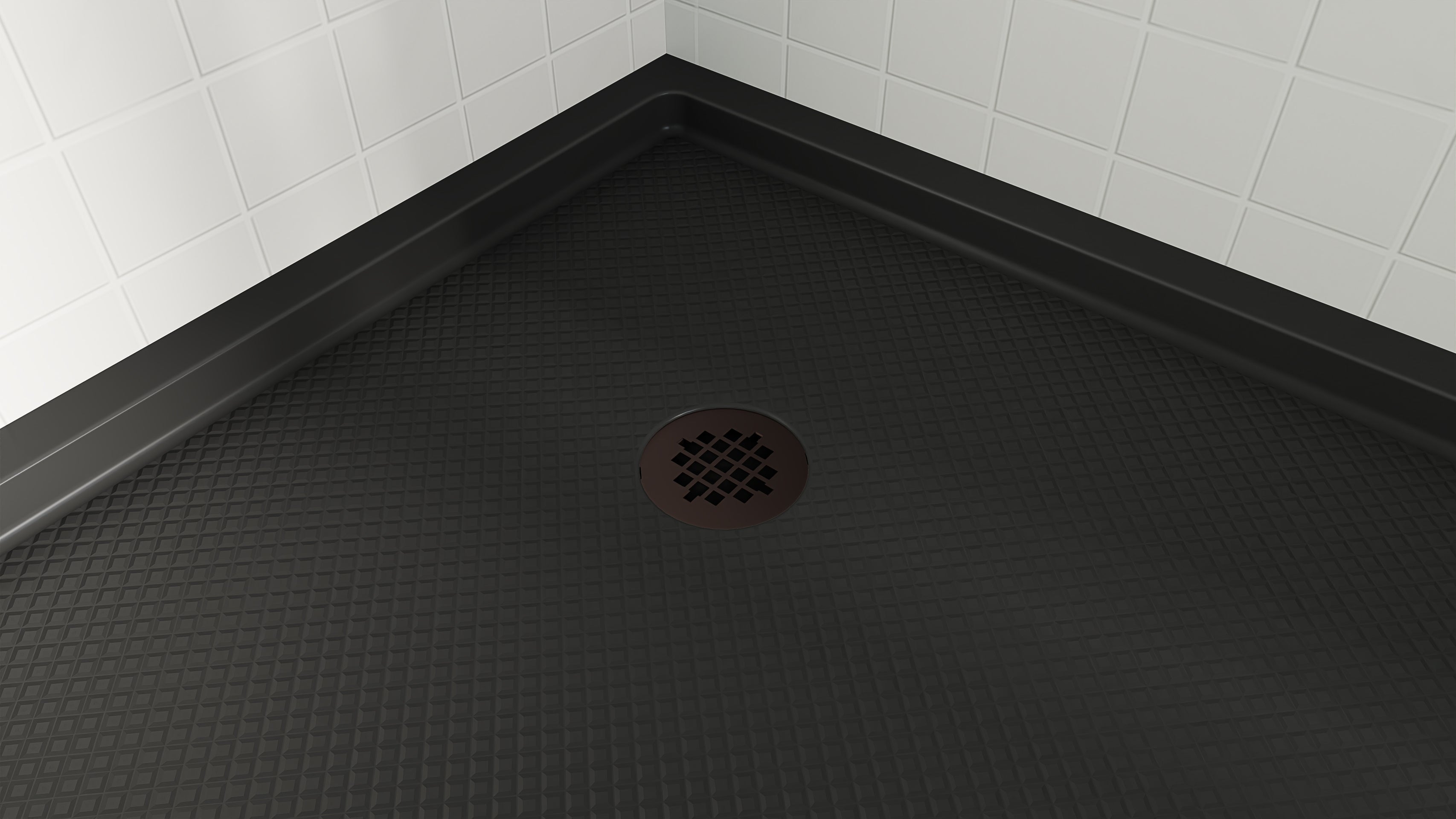 DreamLine SlimLine 36" D x 36" W x 2 3/4" H Neo-Angle Shower Base & 2" Corner Round Drain