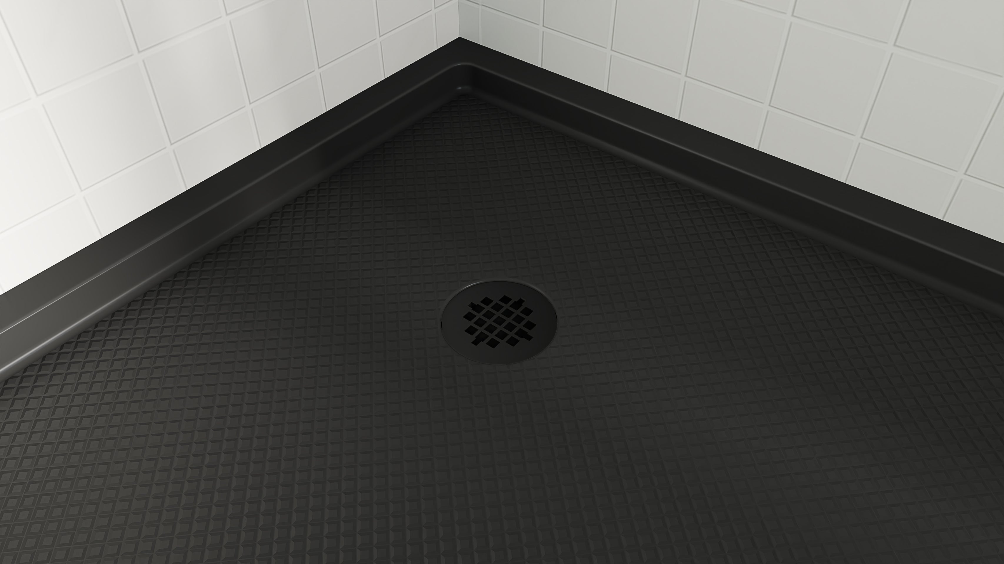 DreamLine SlimLine 36" D x 36" W x 2 3/4" H Neo-Angle Shower Base & 2" Corner Round Drain