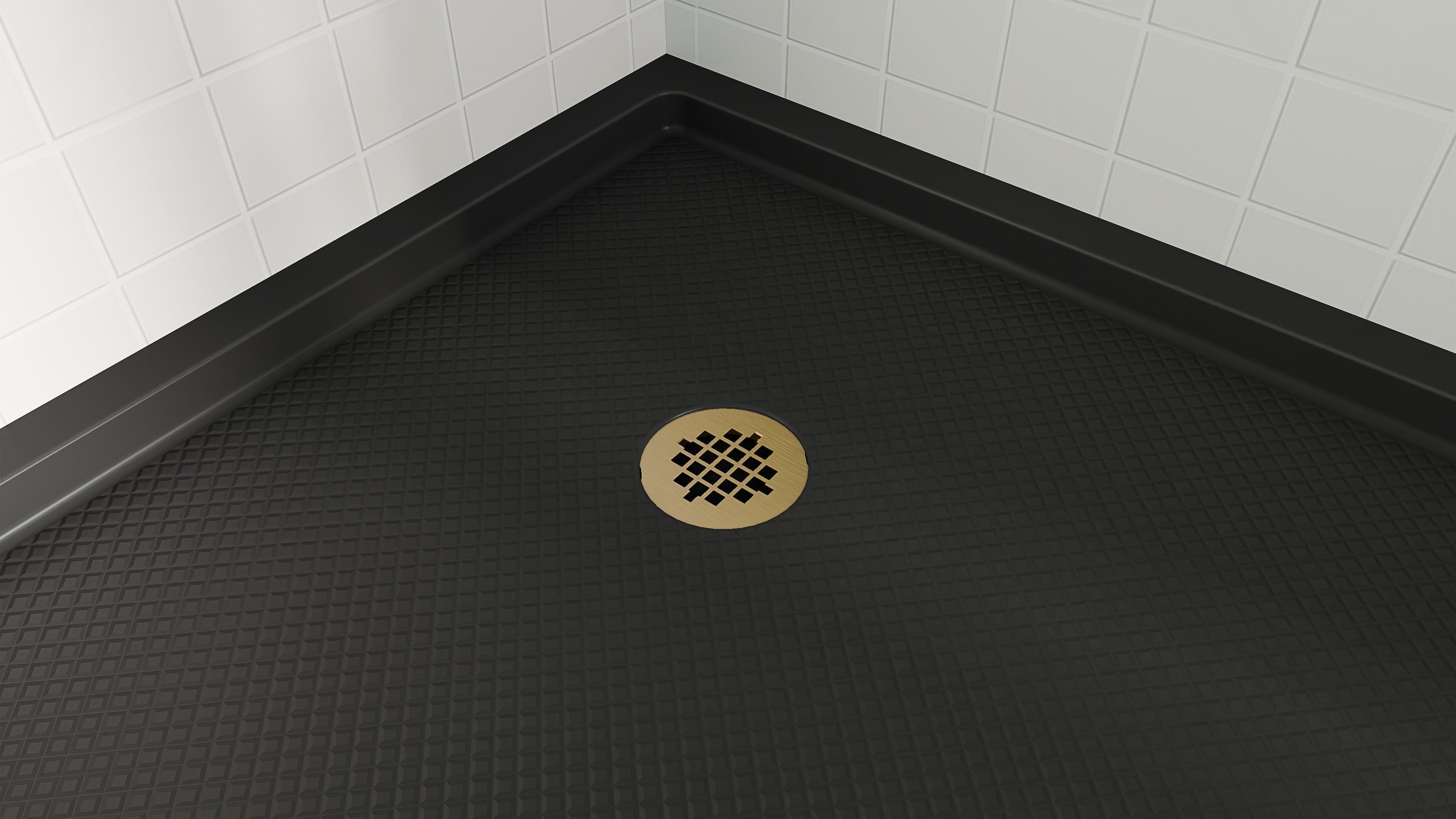 DreamLine SlimLine 36" D x 36" W x 2 3/4" H Neo-Angle Shower Base & 2" Corner Round Drain