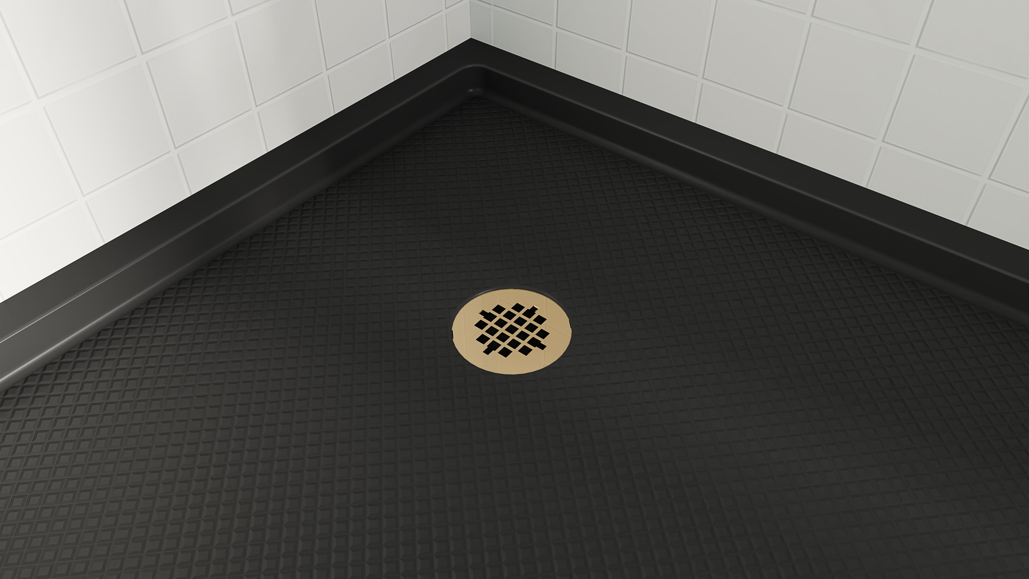DreamLine SlimLine 36" D x 36" W x 2 3/4" H Neo-Angle Shower Base & 2" Corner Round Drain