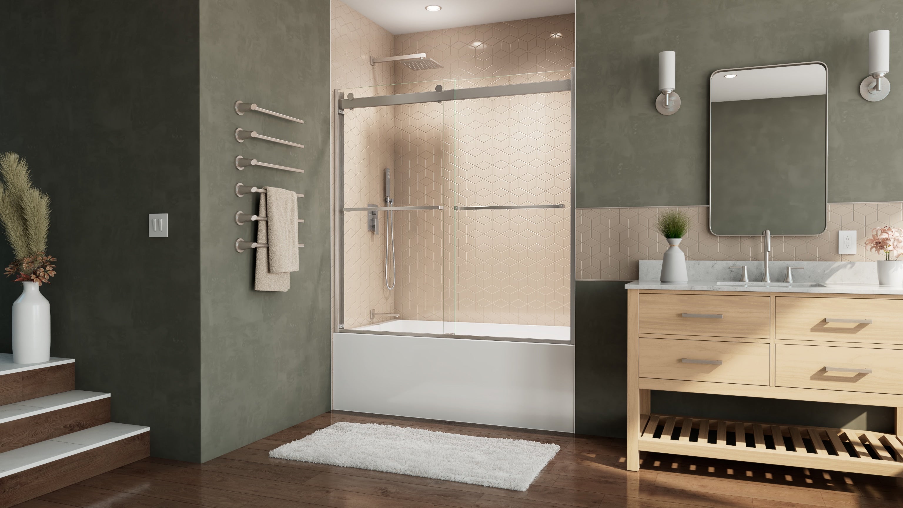 DreamLine Essence-H 56 - 60 inch W x 60 inch H Semi-Frameless Bypass Tub Door