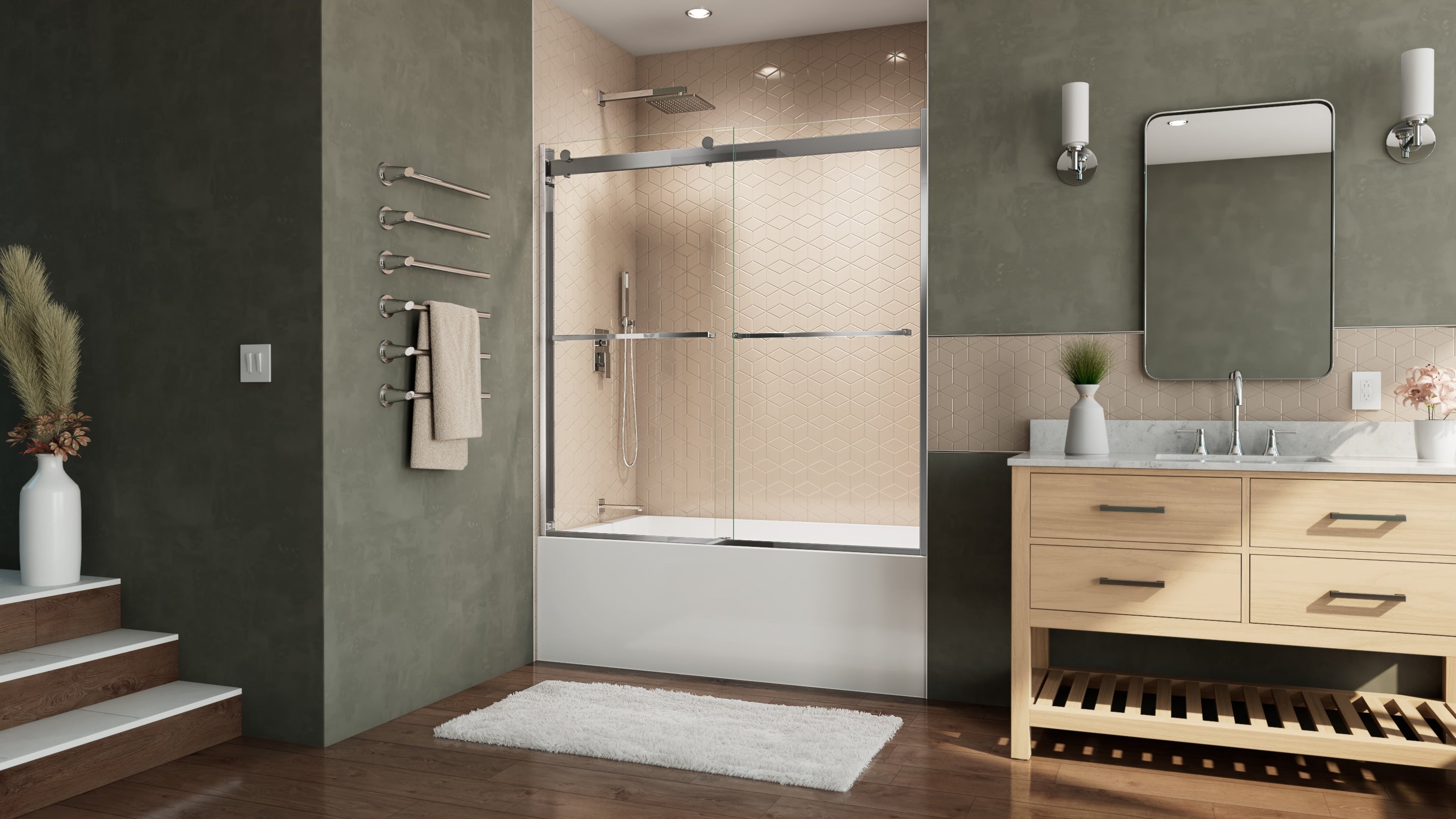 DreamLine Essence-H 56 - 60 inch W x 60 inch H Semi-Frameless Bypass Tub Door