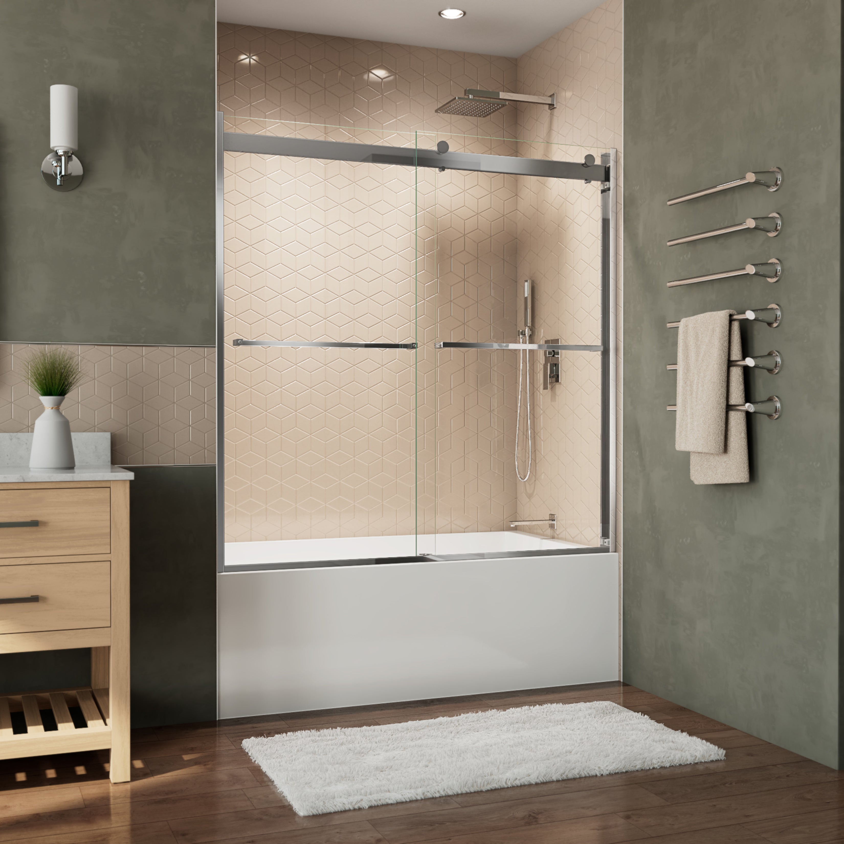 DreamLine Essence-H 56 - 60 inch W x 60 inch H Semi-Frameless Bypass Tub Door