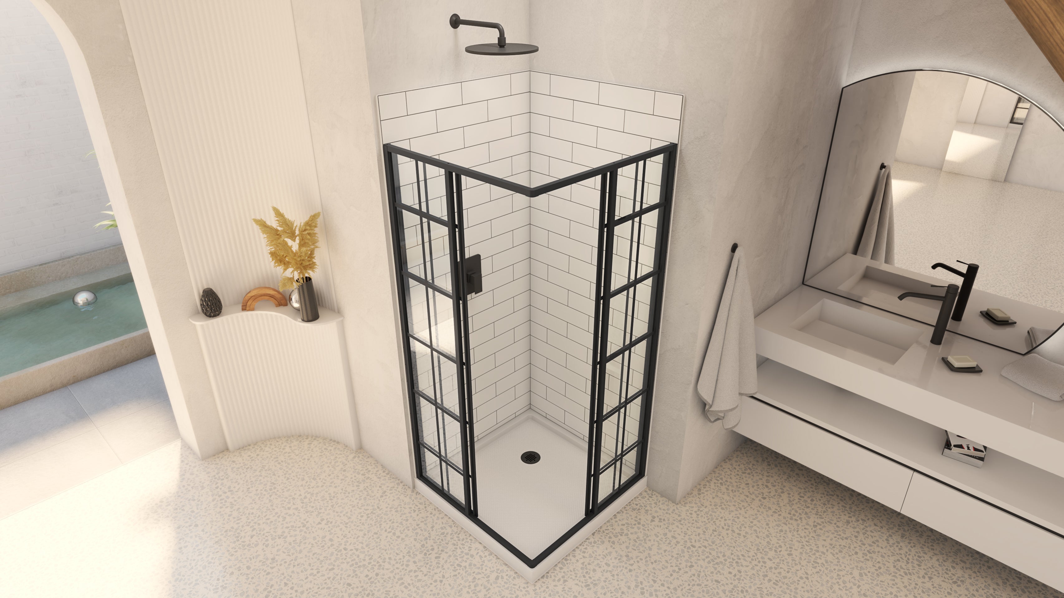 Utile 3636 Corner Shower Kit Metro Tux
