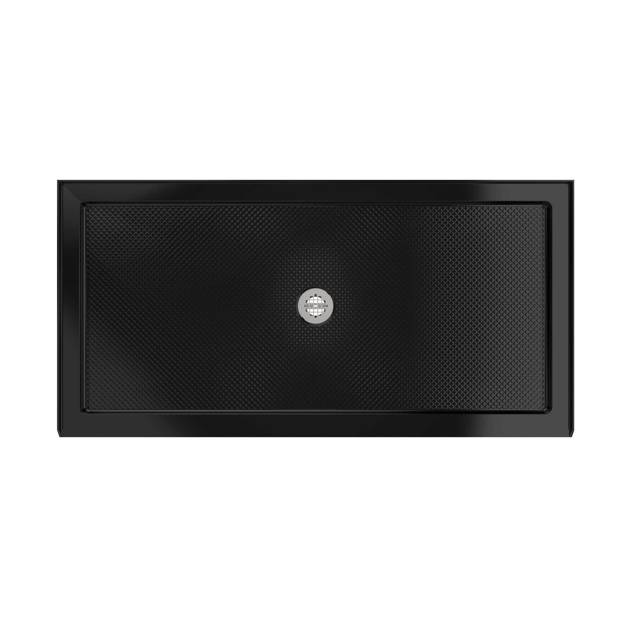 DreamLine SlimLine 36" D x 48" W x 2 3/4" H Black Alcove Shower Base & 2" Center Round Drain