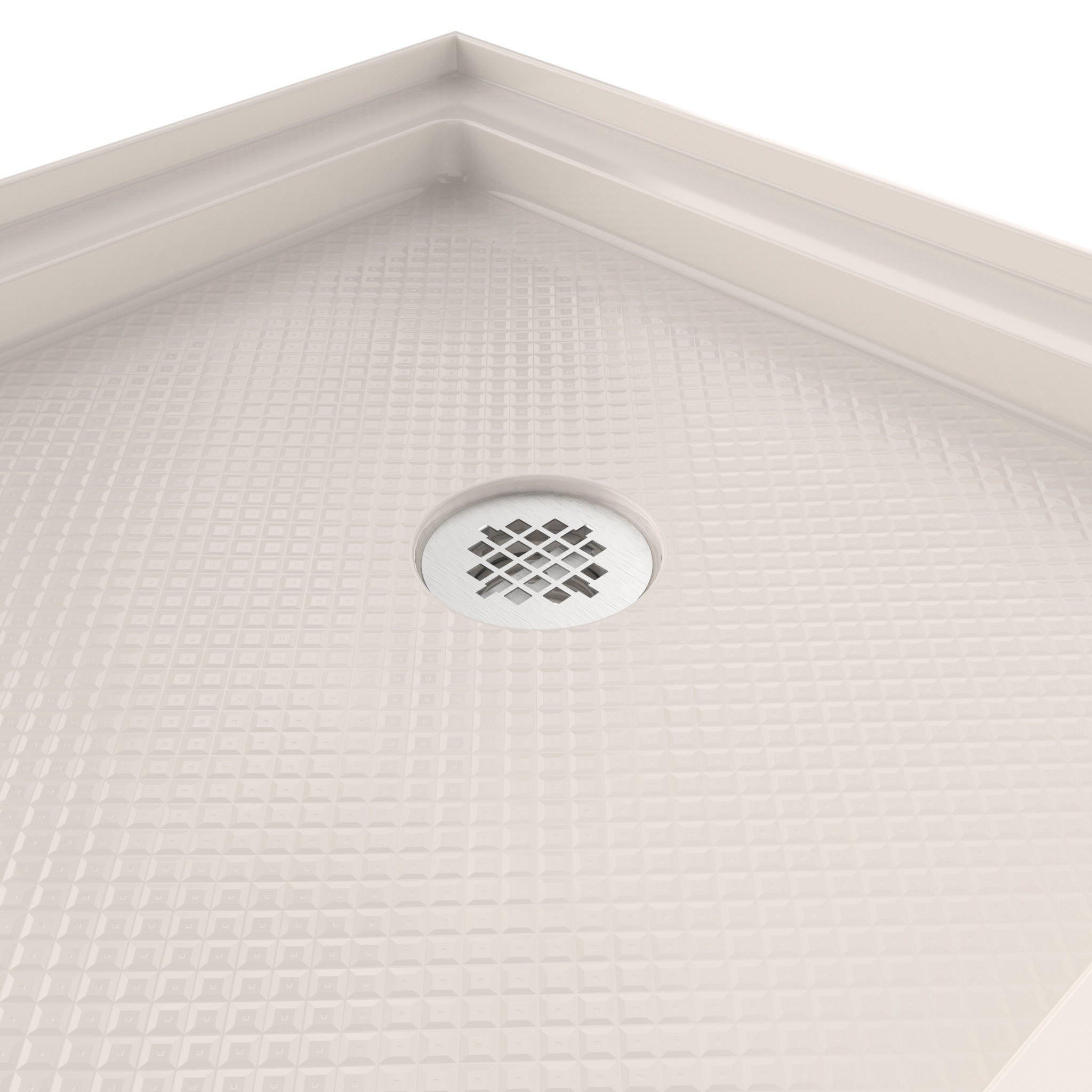 DreamLine SlimLine 36" D x 60" W x 2 3/4" H Alcove Shower Base & 2" Brushed Brass RH Round Drain