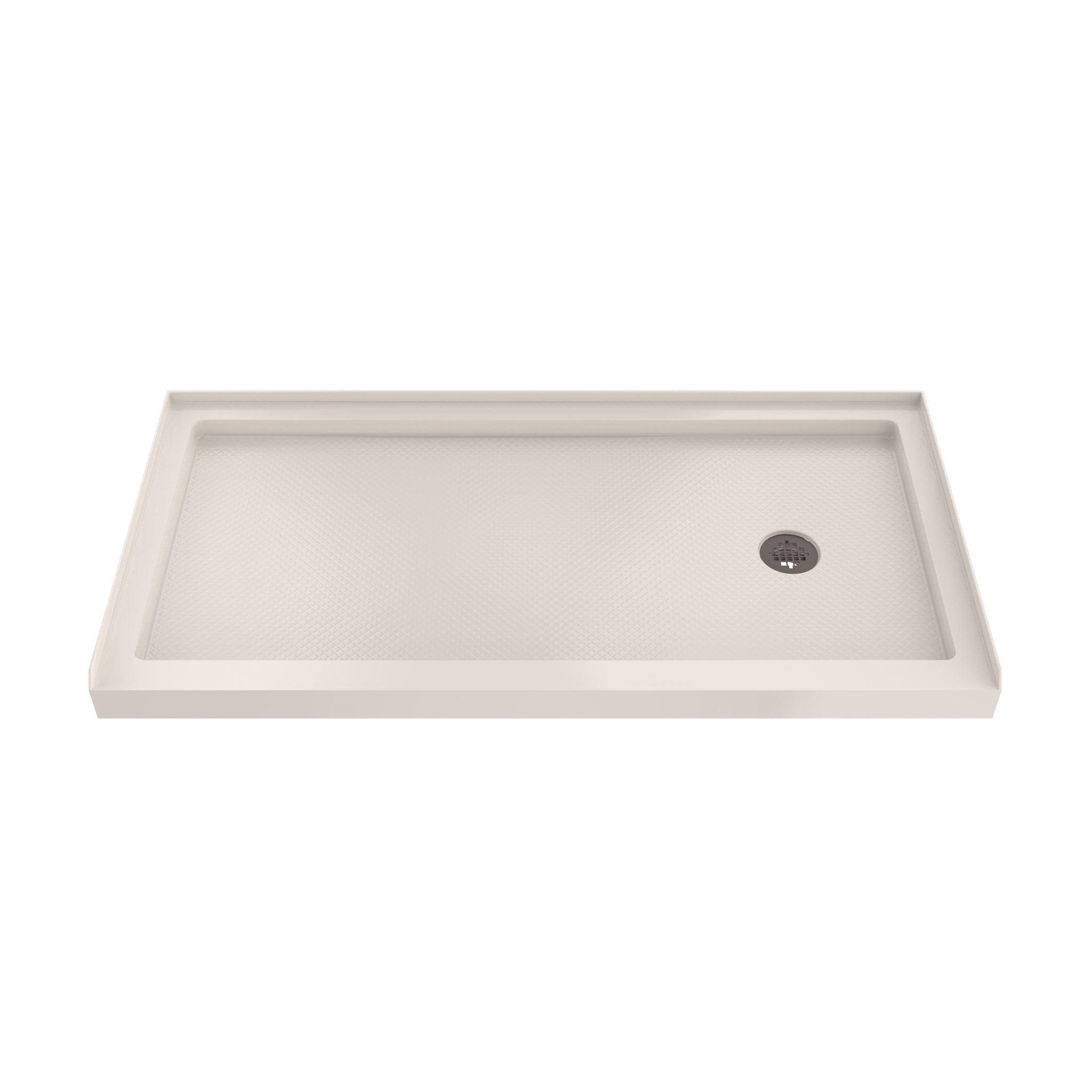 DreamLine SlimLine 36" D x 60" W x 2 3/4" H Alcove Shower Base & 2" Brushed Brass RH Round Drain