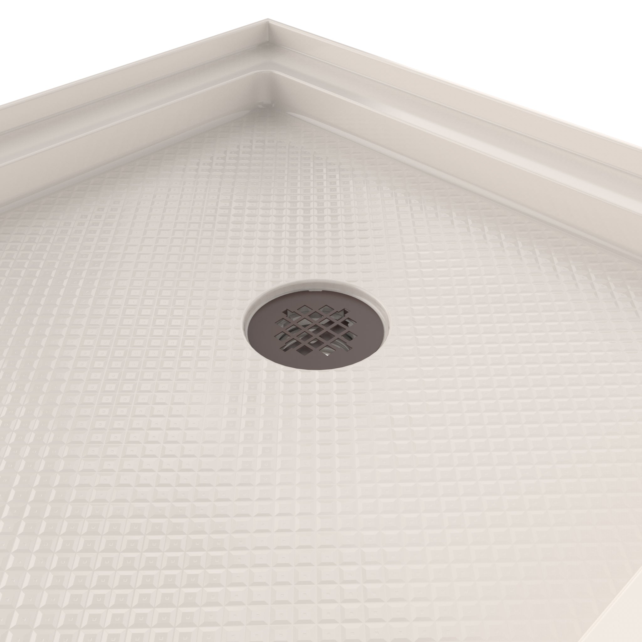 DreamLine SlimLine 36" D x 60" W x 2 3/4" H Alcove Shower Base & 2" Brushed Brass RH Round Drain