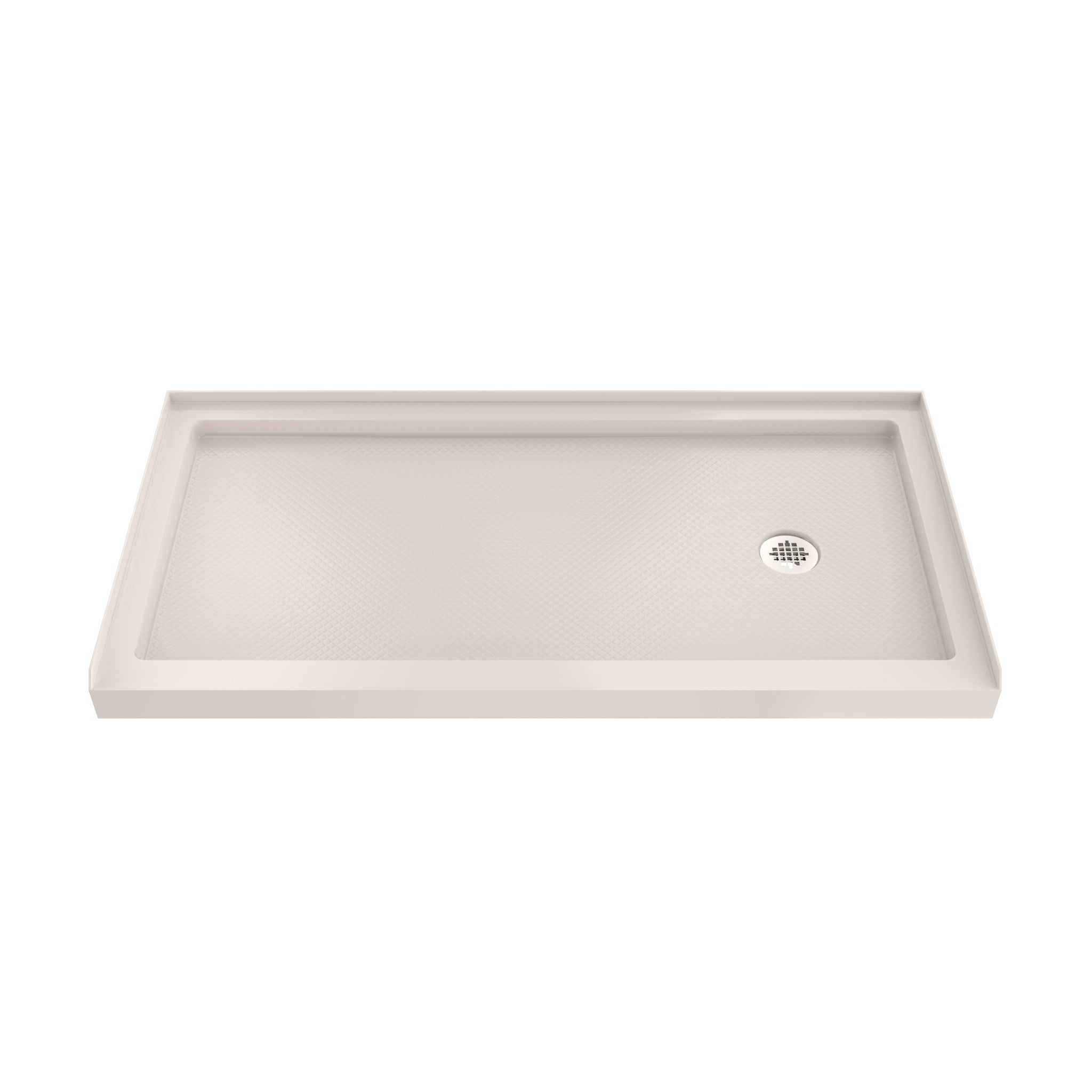 DreamLine SlimLine 36" D x 60" W x 2 3/4" H Alcove Shower Base & 2" Brushed Brass RH Round Drain