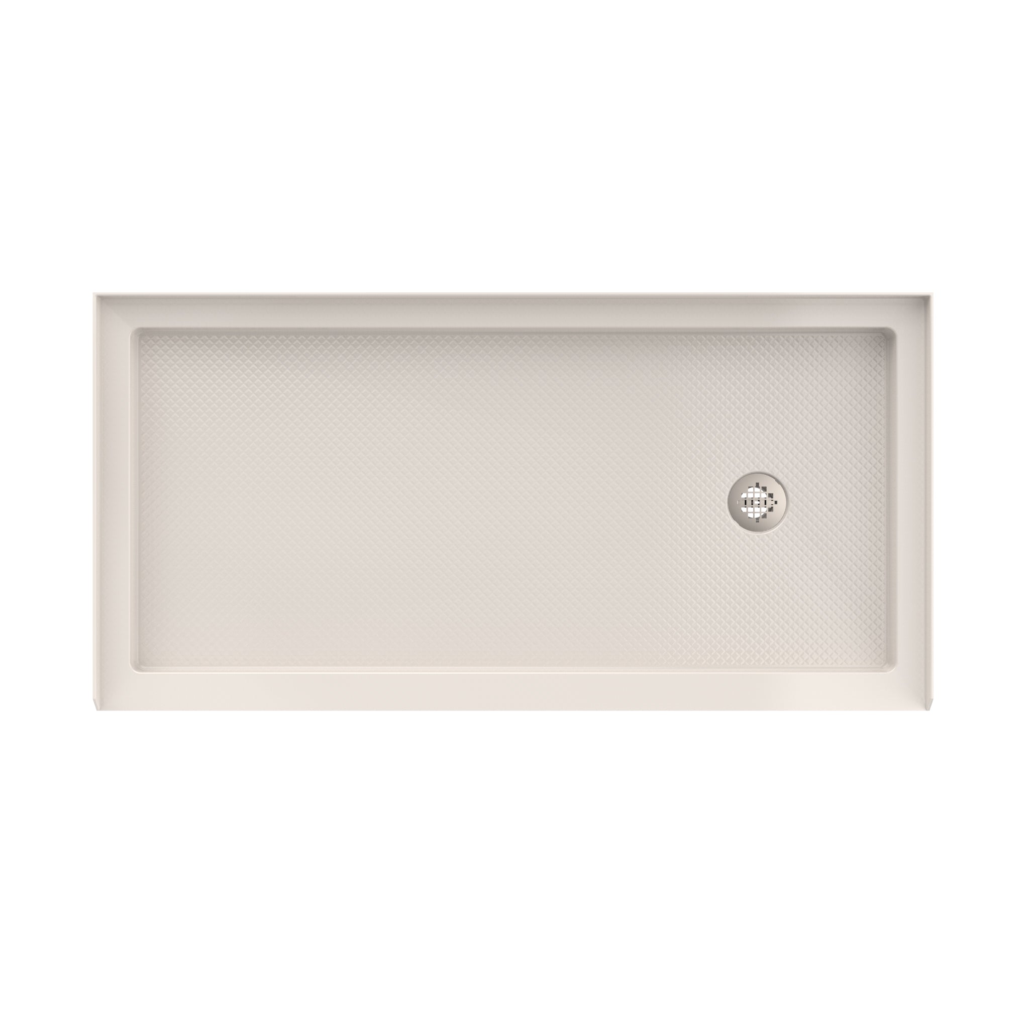 DreamLine SlimLine 36" D x 60" W x 2 3/4" H Alcove Shower Base & 2" Brushed Brass RH Round Drain