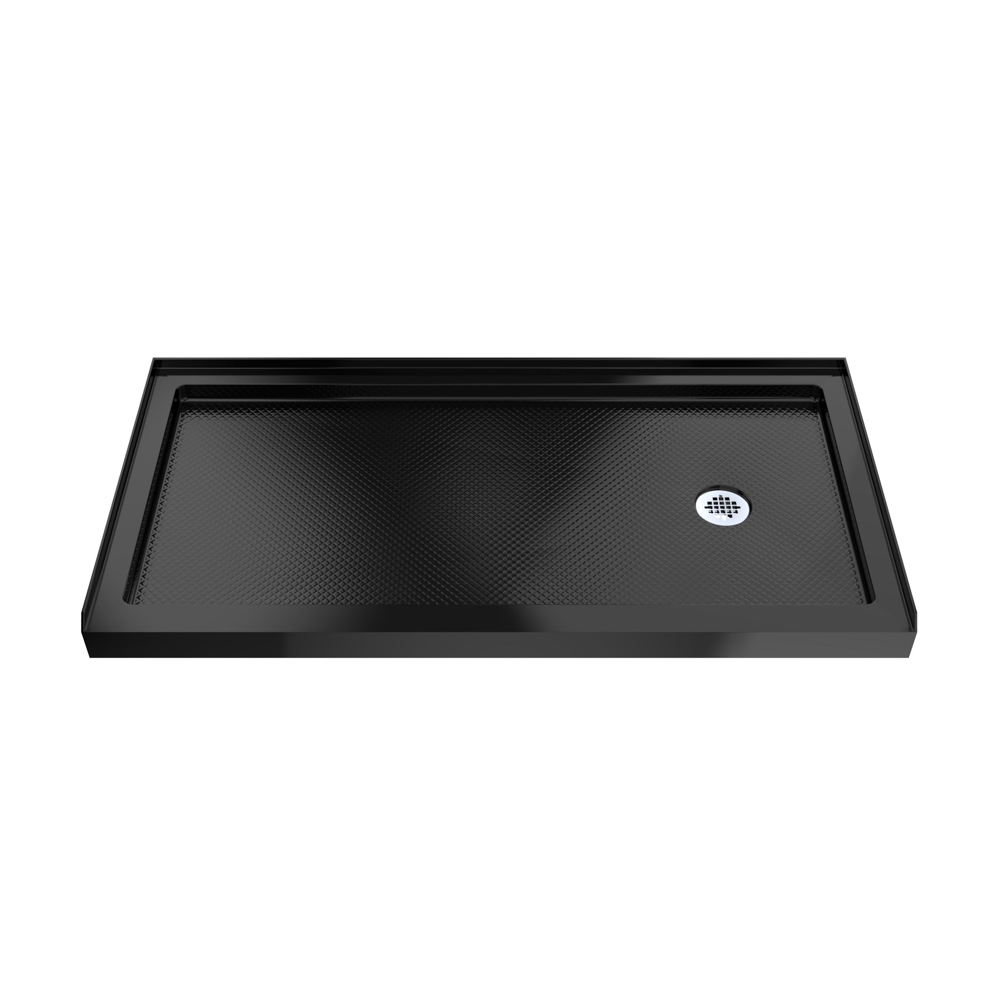DreamLine SlimLine 36" D x 60" W x 2 3/4" H Alcove Shower Base & 2" Brushed Brass RH Round Drain