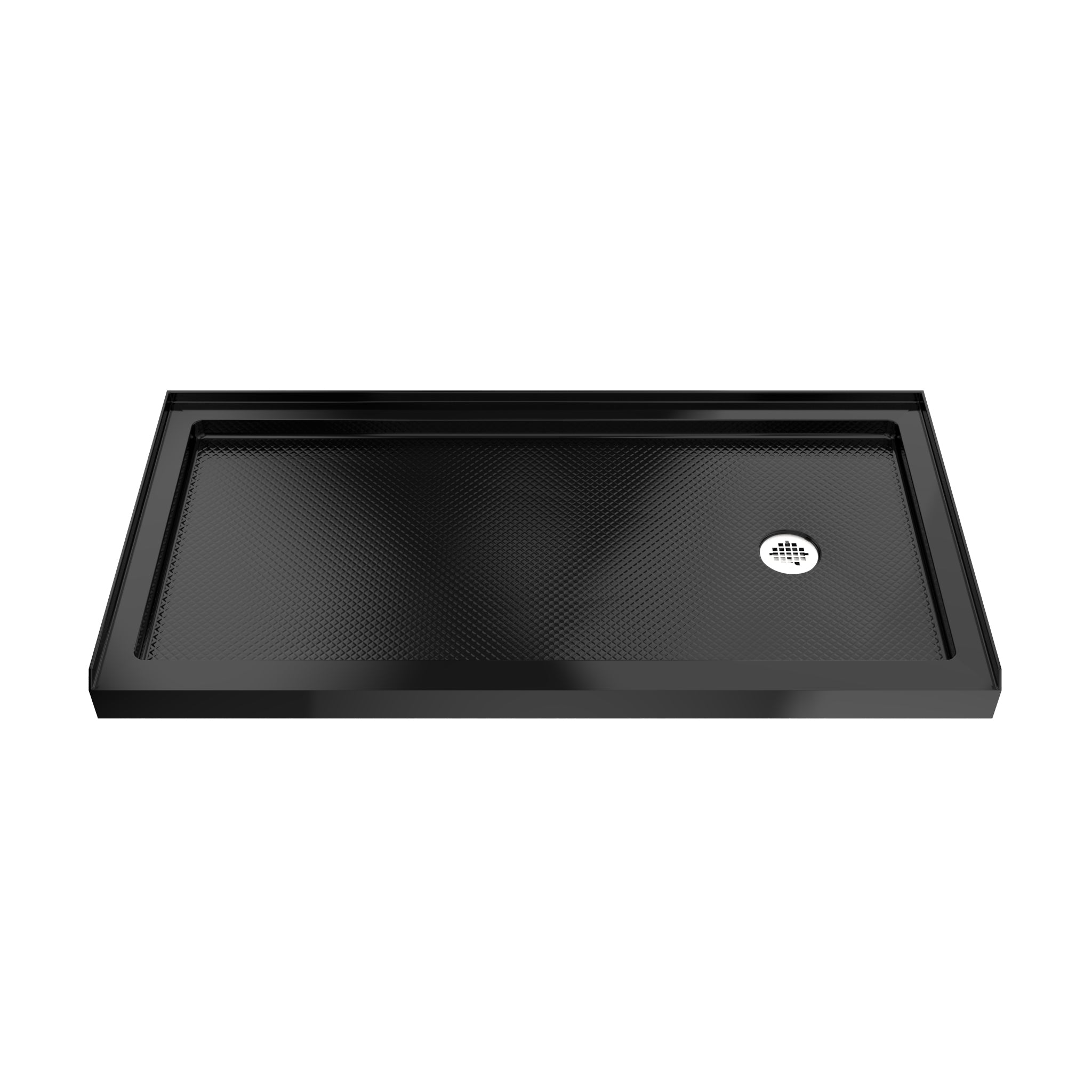 DreamLine SlimLine 36" D x 60" W x 2 3/4" H Alcove Shower Base & 2" Brushed Brass RH Round Drain