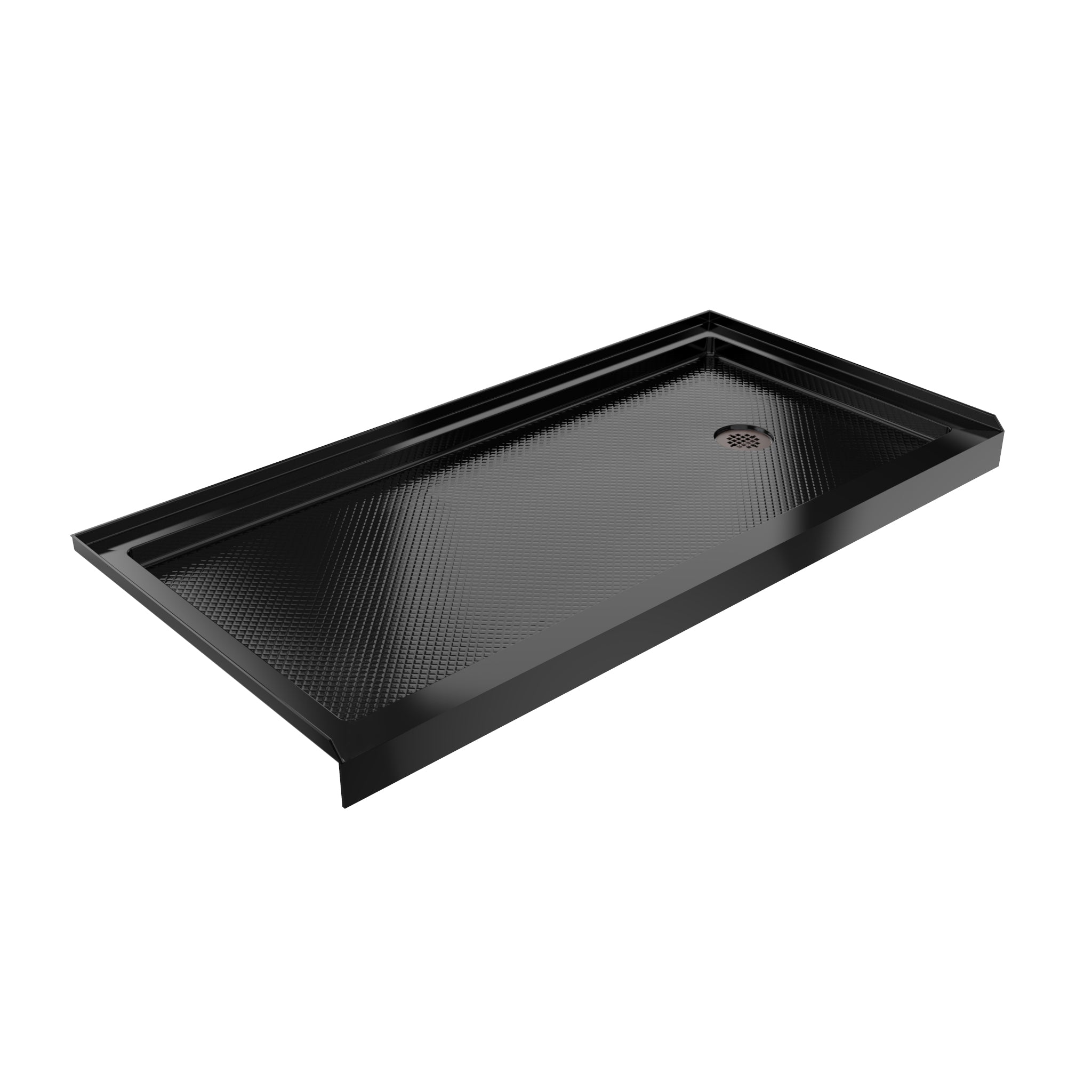DreamLine SlimLine 36" D x 60" W x 2 3/4" H Alcove Shower Base & 2" Brushed Brass RH Round Drain