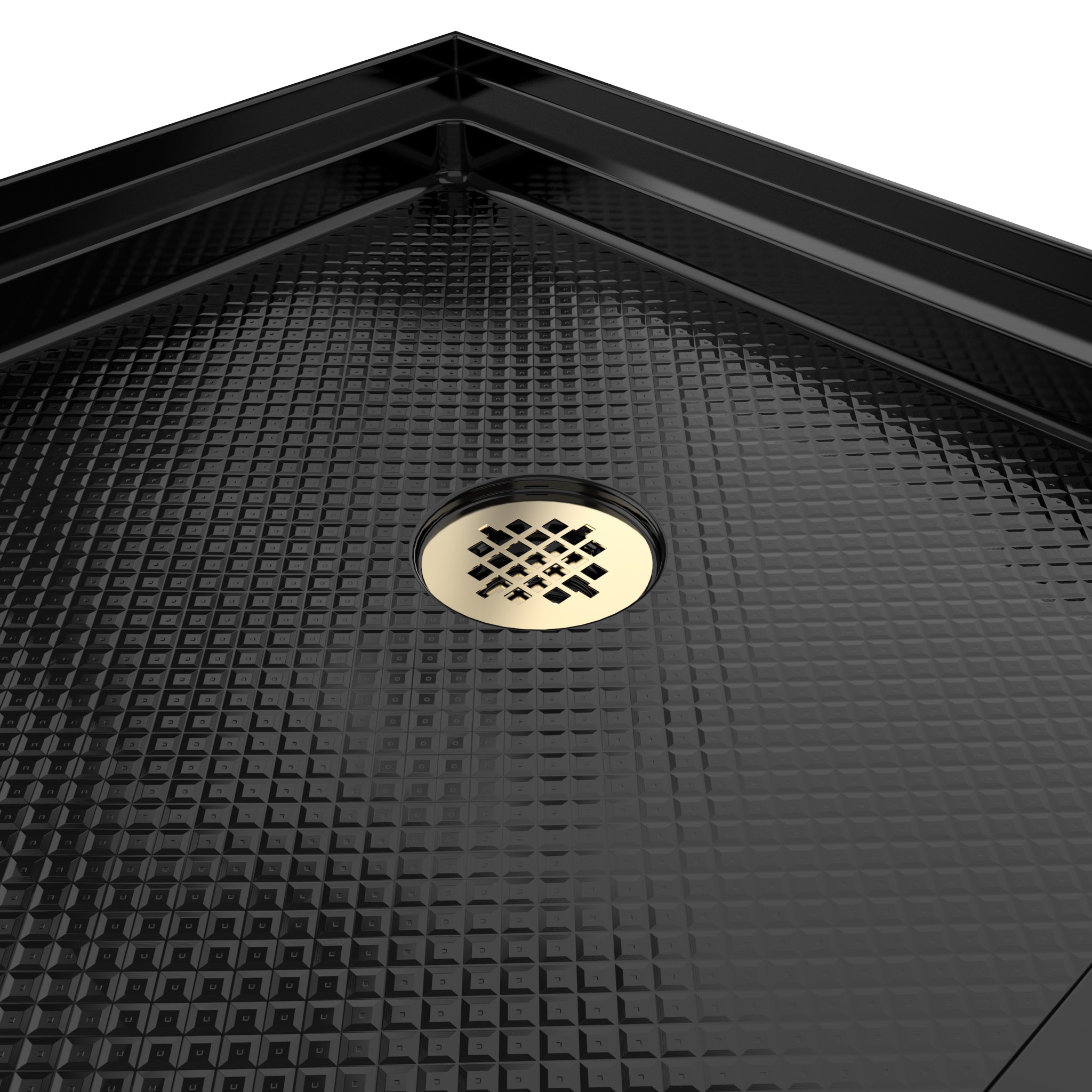 DreamLine SlimLine 36" D x 60" W x 2 3/4" H Alcove Shower Base & 2" Brushed Brass RH Round Drain