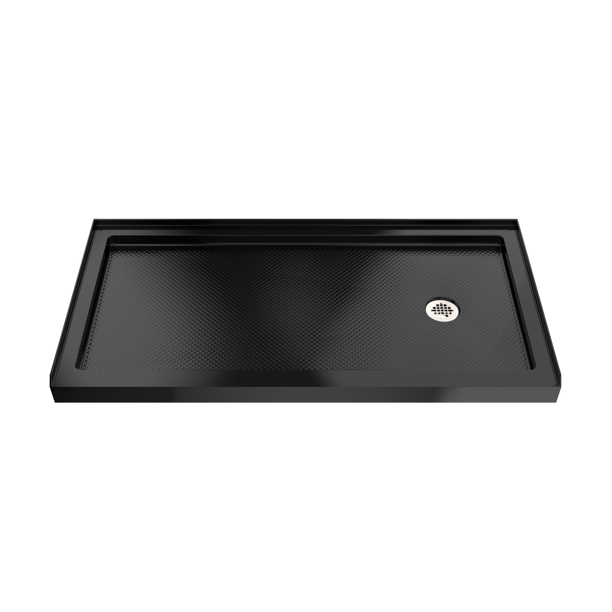 DreamLine SlimLine 36" D x 60" W x 2 3/4" H Alcove Shower Base & 2" Brushed Brass RH Round Drain