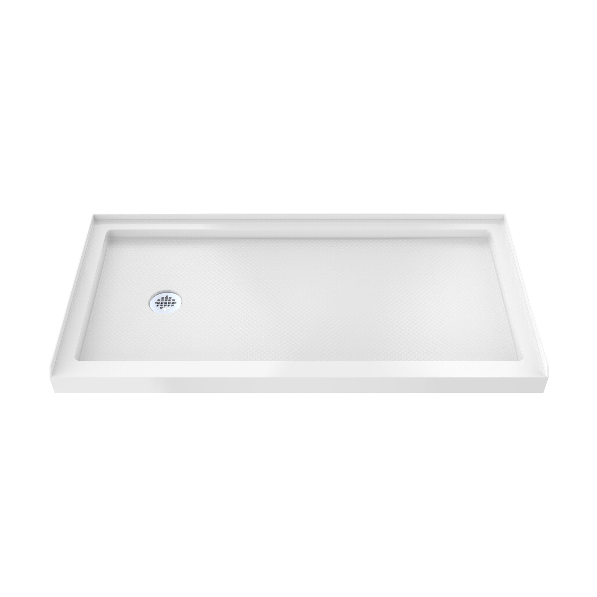 DreamLine SlimLine 34" D x 60" W x 2 3/4" H White Alcove Shower Base & 2" LH Round Drain