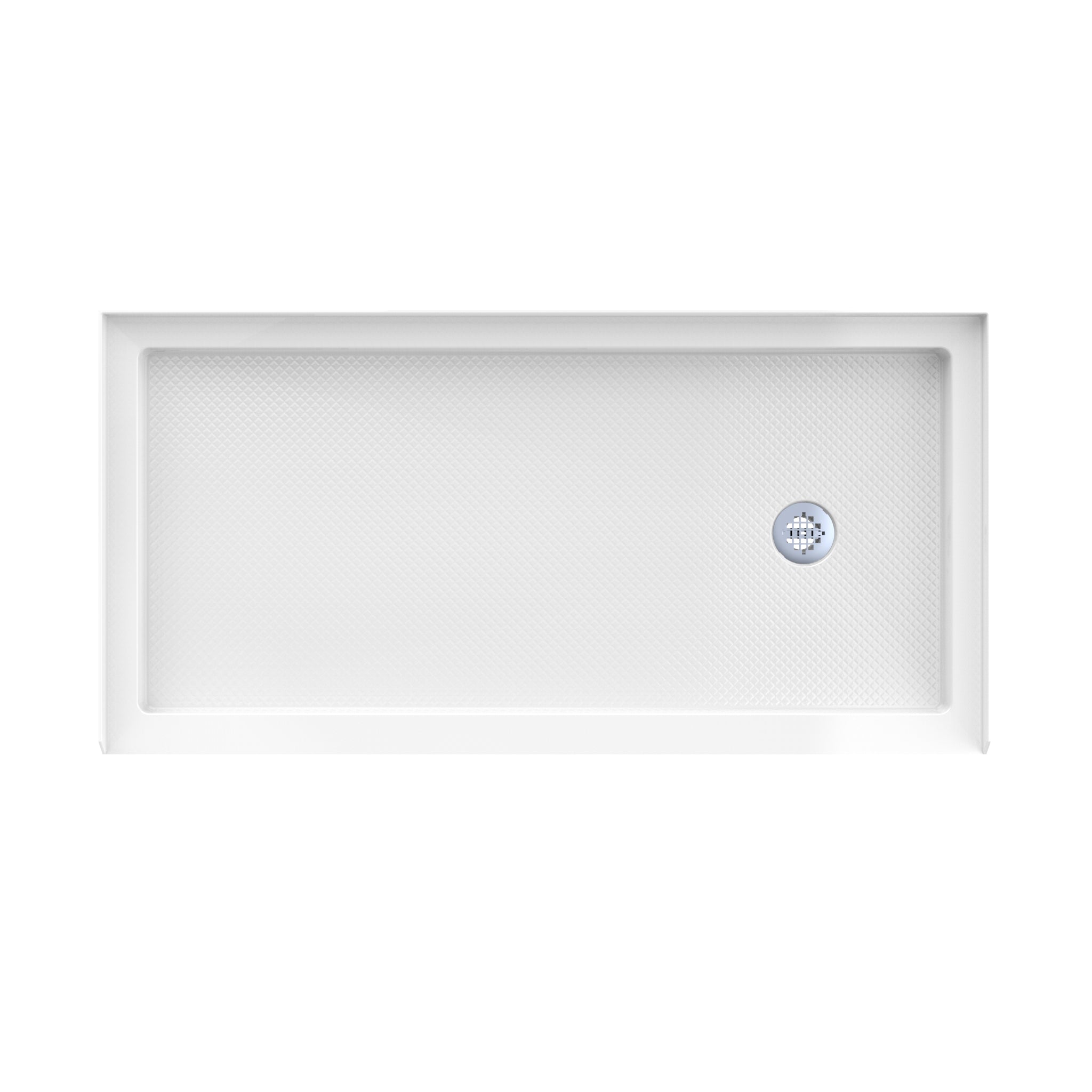 DreamLine SlimLine 36" D x 60" W x 2 3/4" H Alcove Shower Base & 2" Brushed Brass RH Round Drain