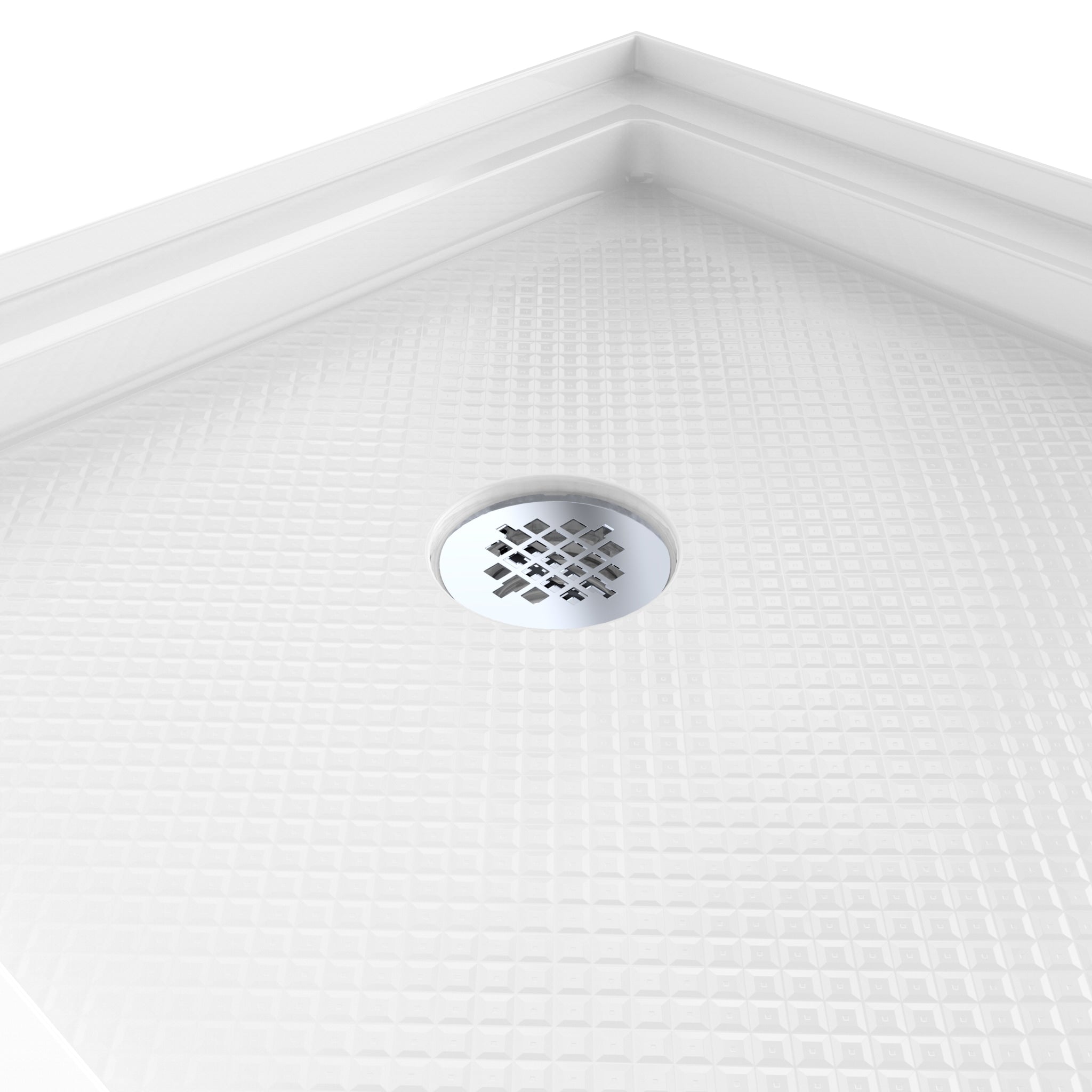 DreamLine SlimLine 32" D x 60" W x 2 3/4" H White Alcove Shower Base & 2" LH Round Drain