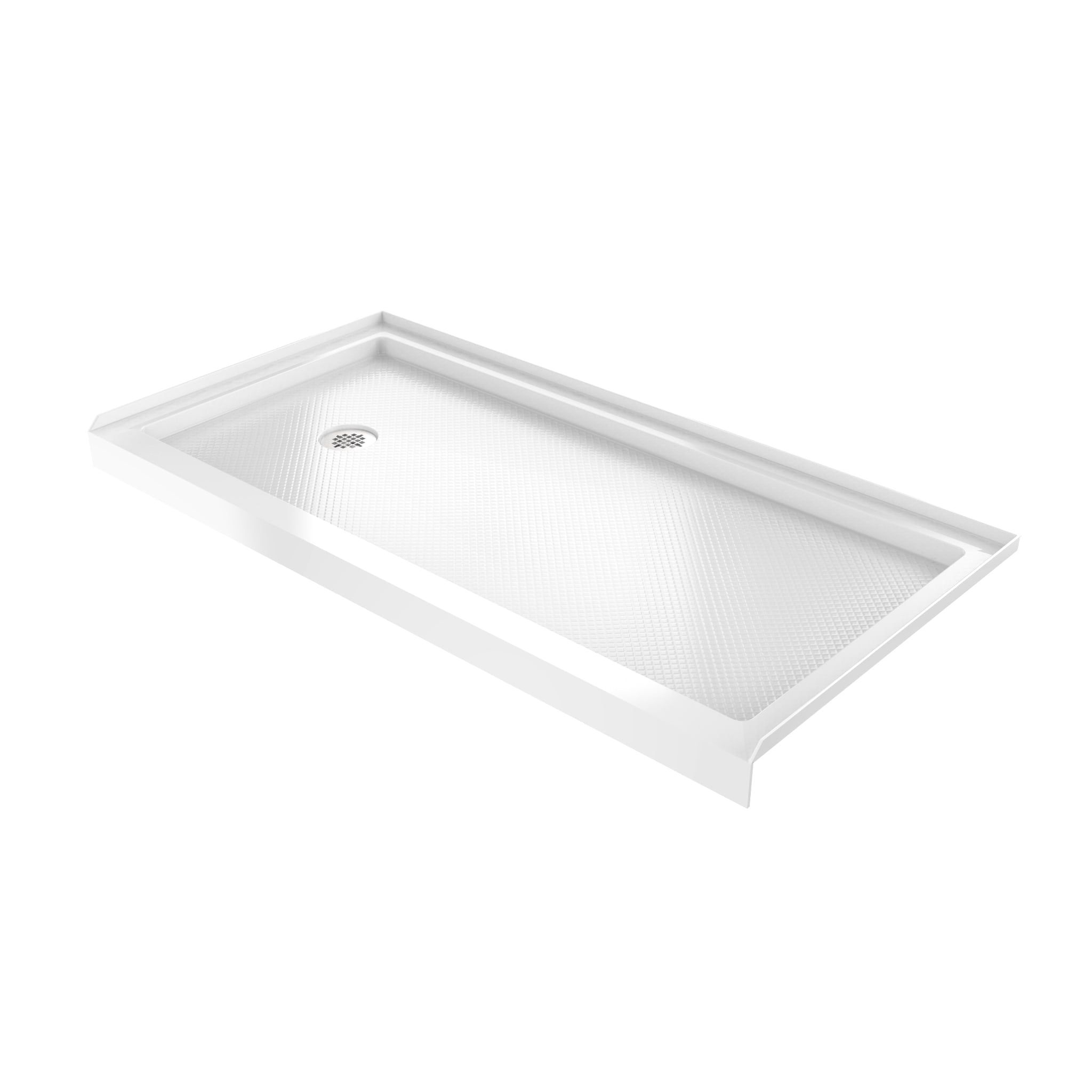 DreamLine SlimLine 32" D x 60" W x 2 3/4" H White Alcove Shower Base & 2" LH Round Drain
