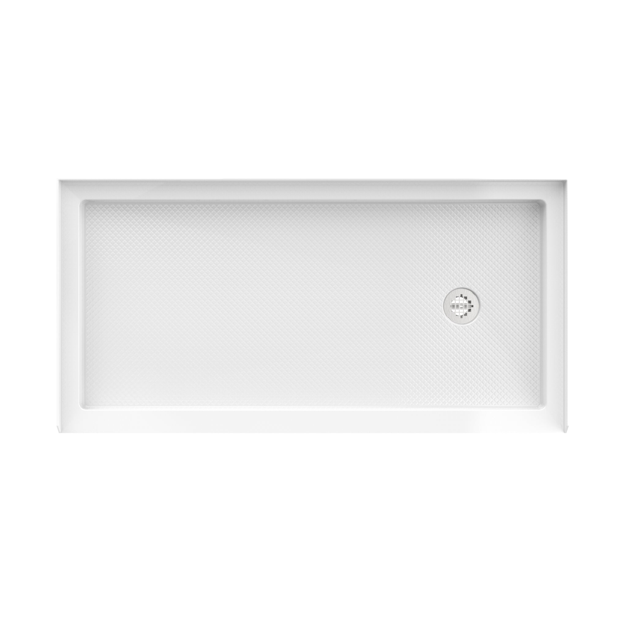 DreamLine SlimLine 30" D x 60" W x 2 3/4" H Alcove Shower Base & 2" Matte Right Handed Round Drain