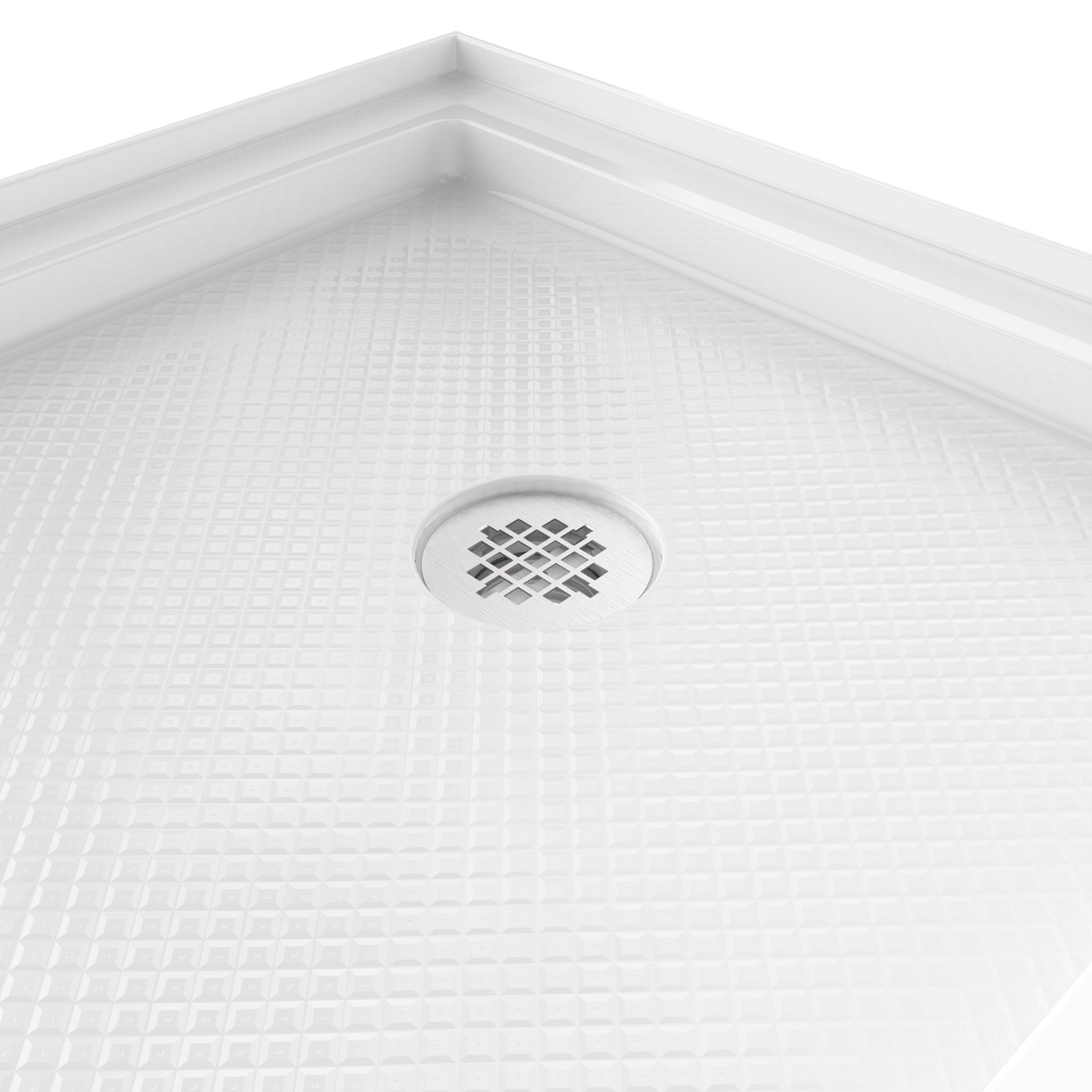 DreamLine SlimLine 36" D x 60" W x 2 3/4" H Alcove Shower Base & 2" Brushed Brass RH Round Drain