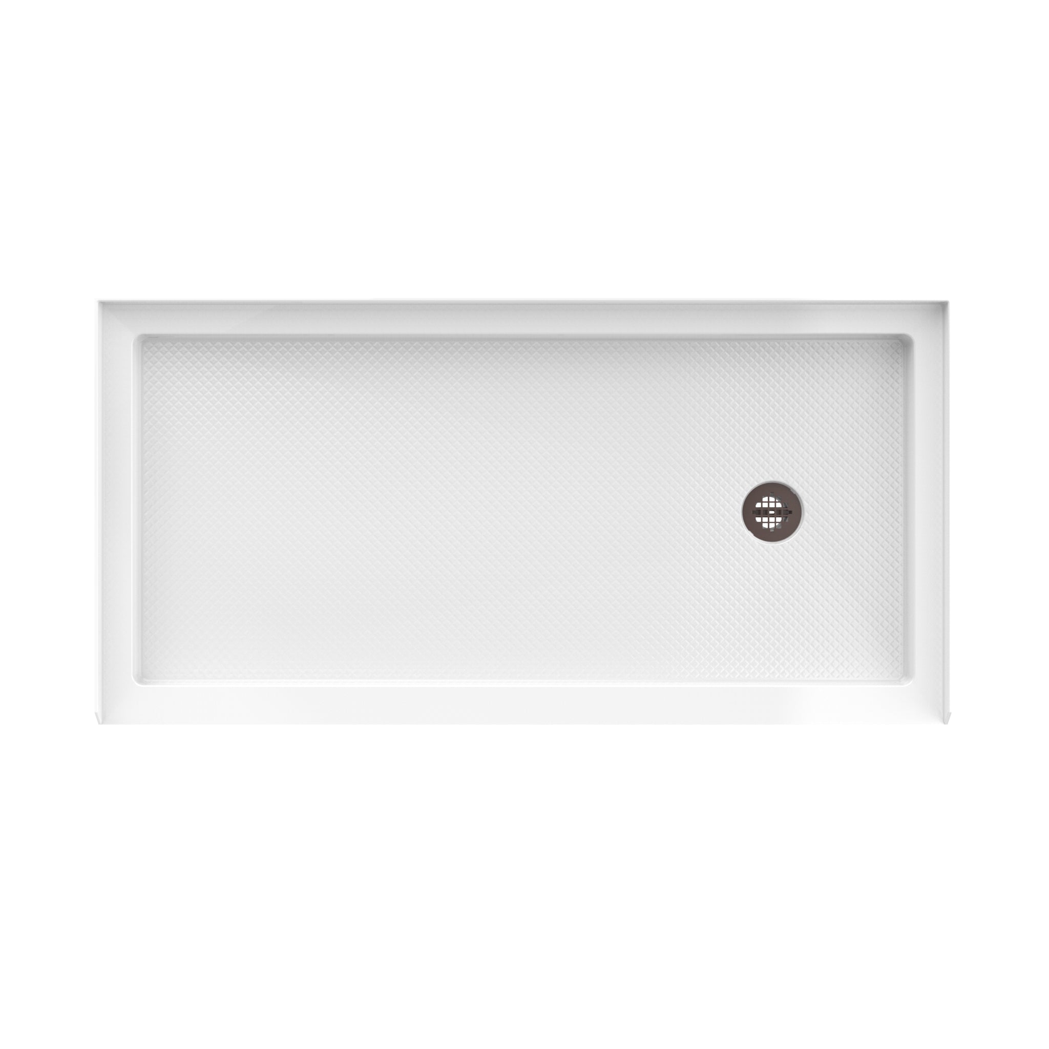 DreamLine SlimLine 30" D x 60" W x 2 3/4" H Alcove Shower Base & 2" Matte Right Handed Round Drain