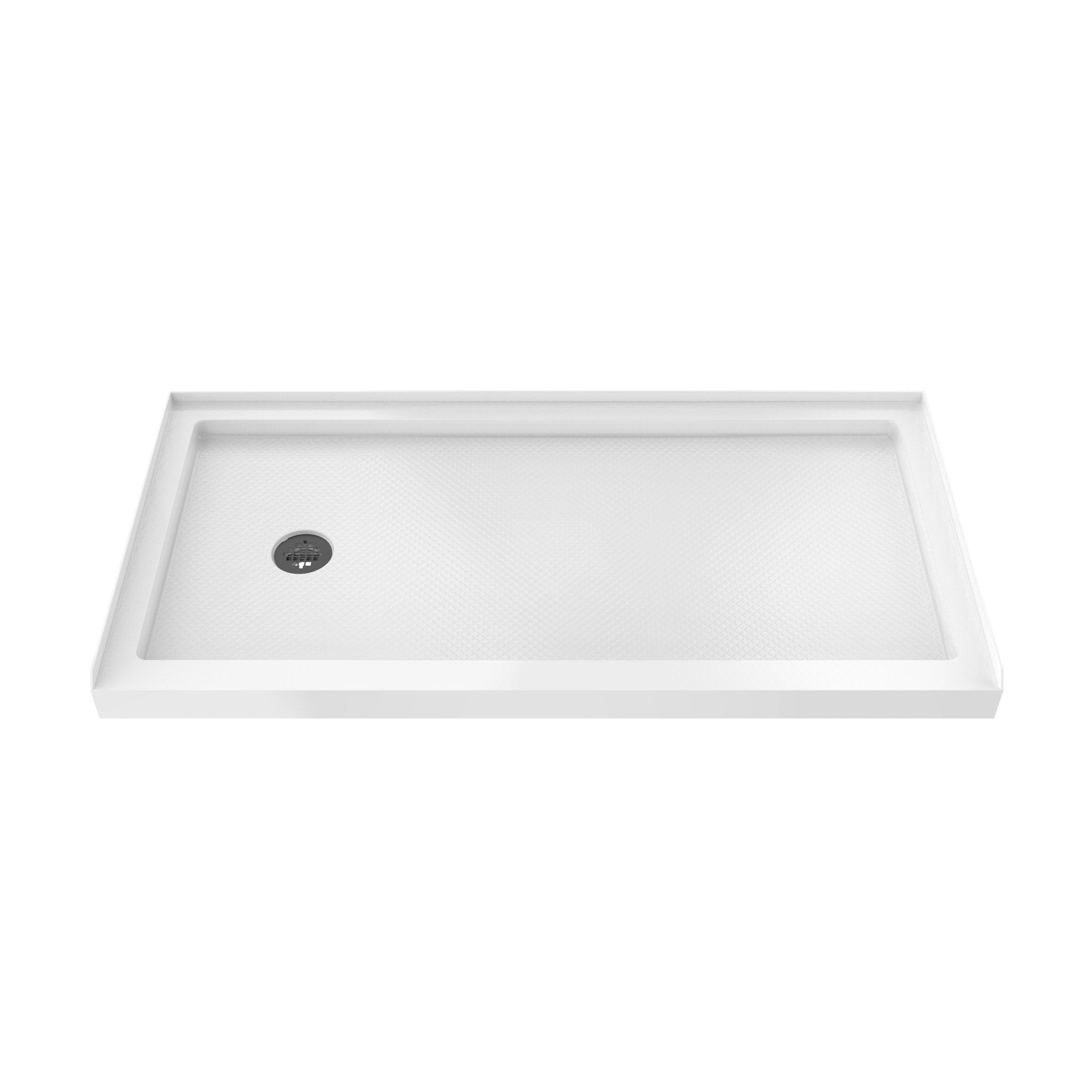 DreamLine SlimLine 32" D x 60" W x 2 3/4" H White Alcove Shower Base & 2" LH Round Drain