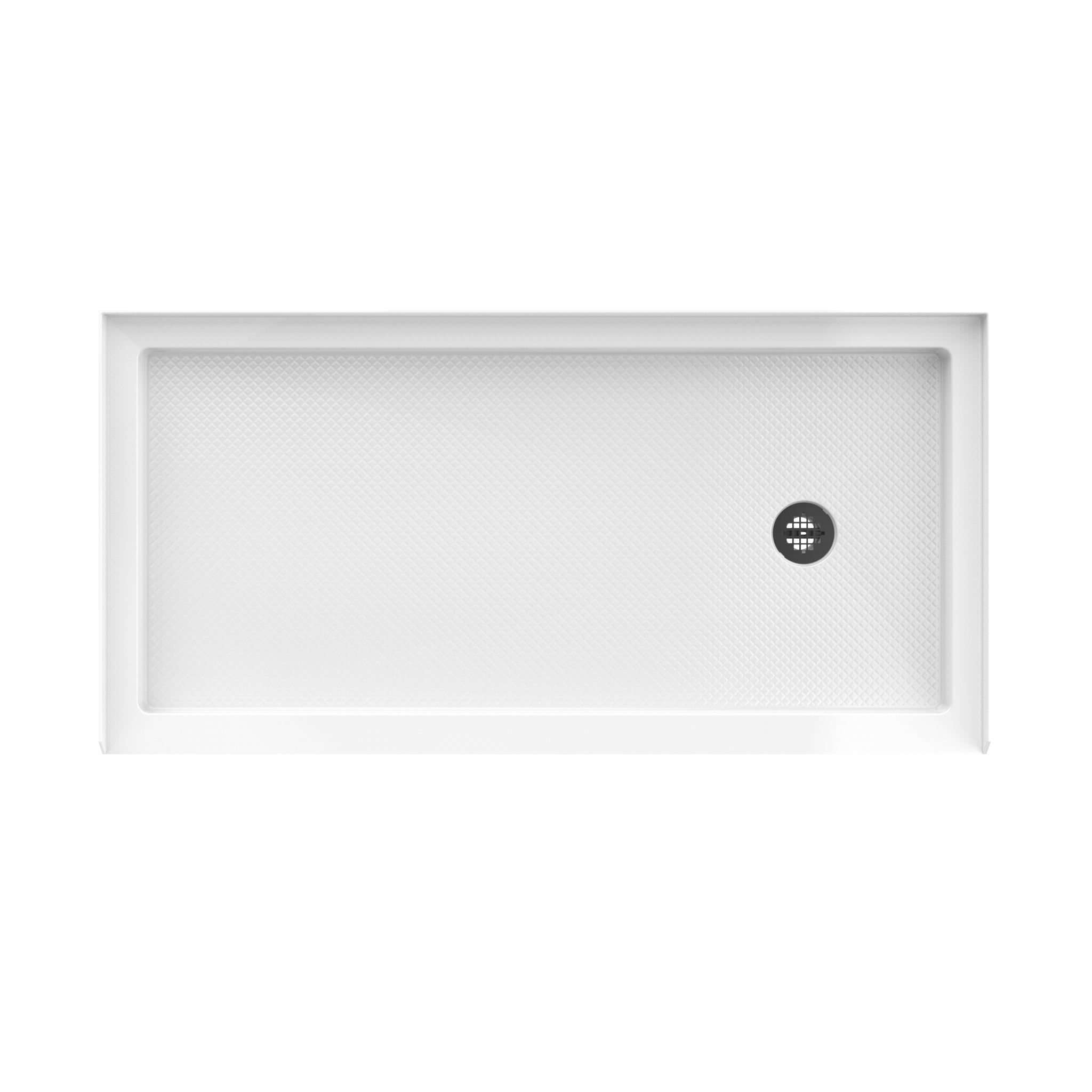 DreamLine SlimLine 30" D x 60" W x 2 3/4" H Alcove Shower Base & 2" Matte Right Handed Round Drain