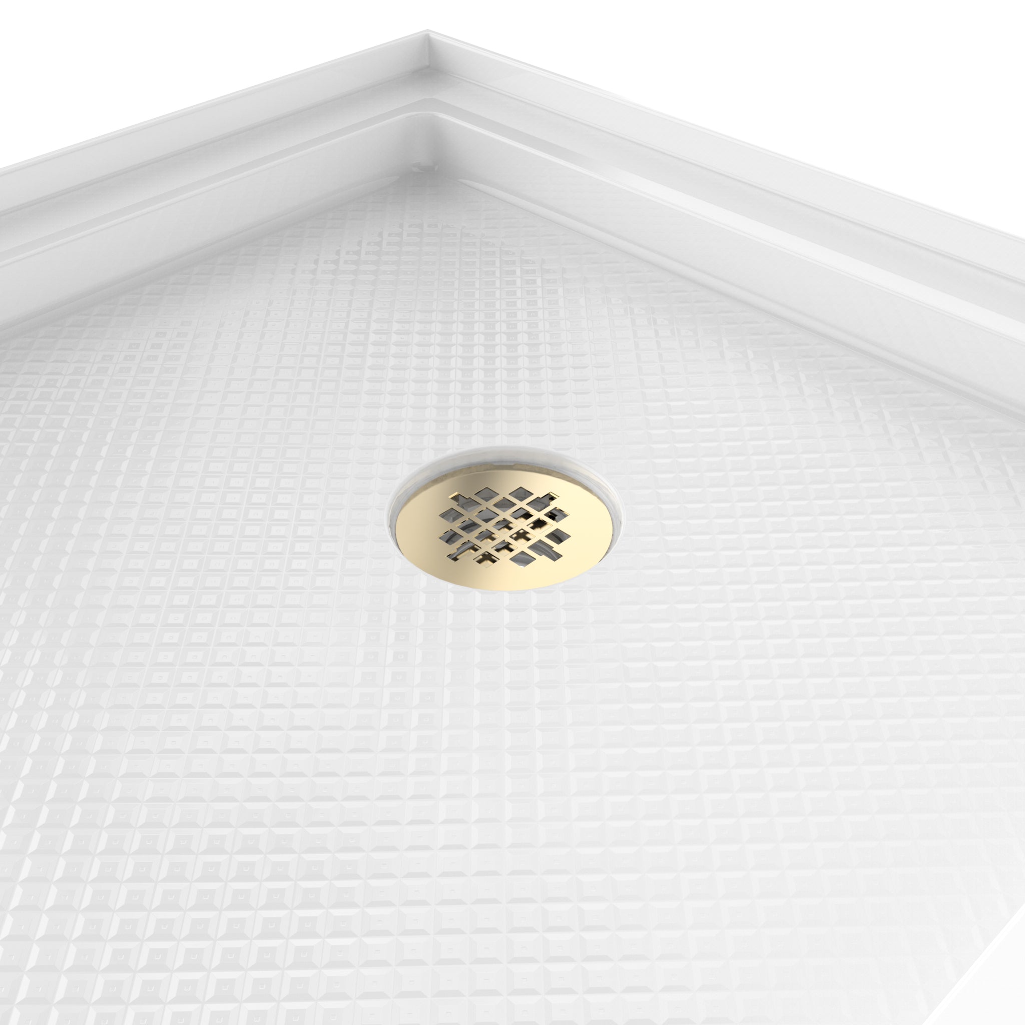 DreamLine SlimLine 36" D x 60" W x 2 3/4" H Alcove Shower Base & 2" Brushed Brass RH Round Drain