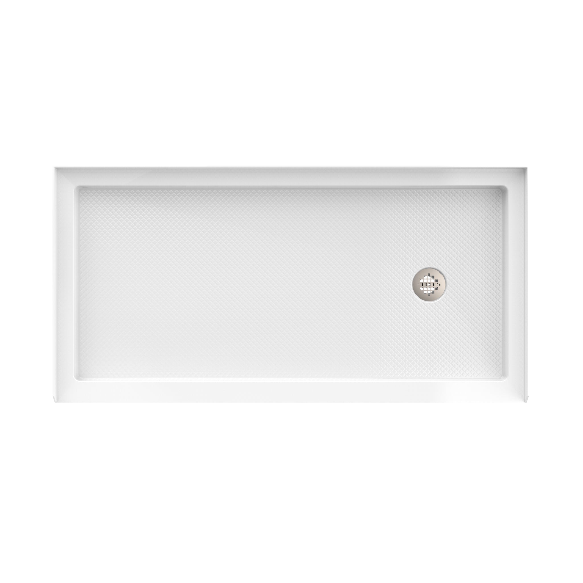 DreamLine SlimLine 36" D x 60" W x 2 3/4" H Alcove Shower Base & 2" Brushed Brass RH Round Drain