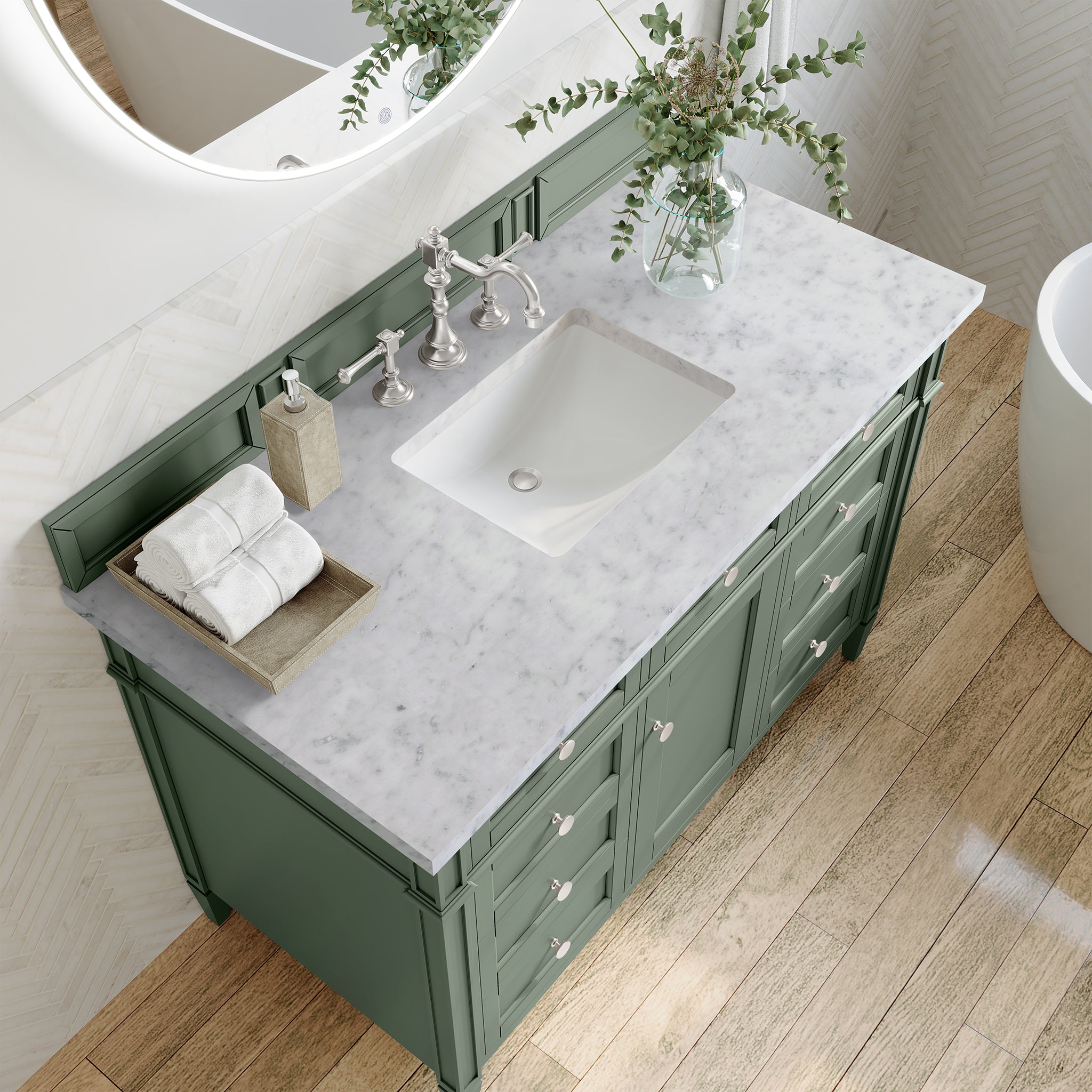 James Martin Brittany 48" Single Vanity in Smokey Celadon with 3cm Countertop