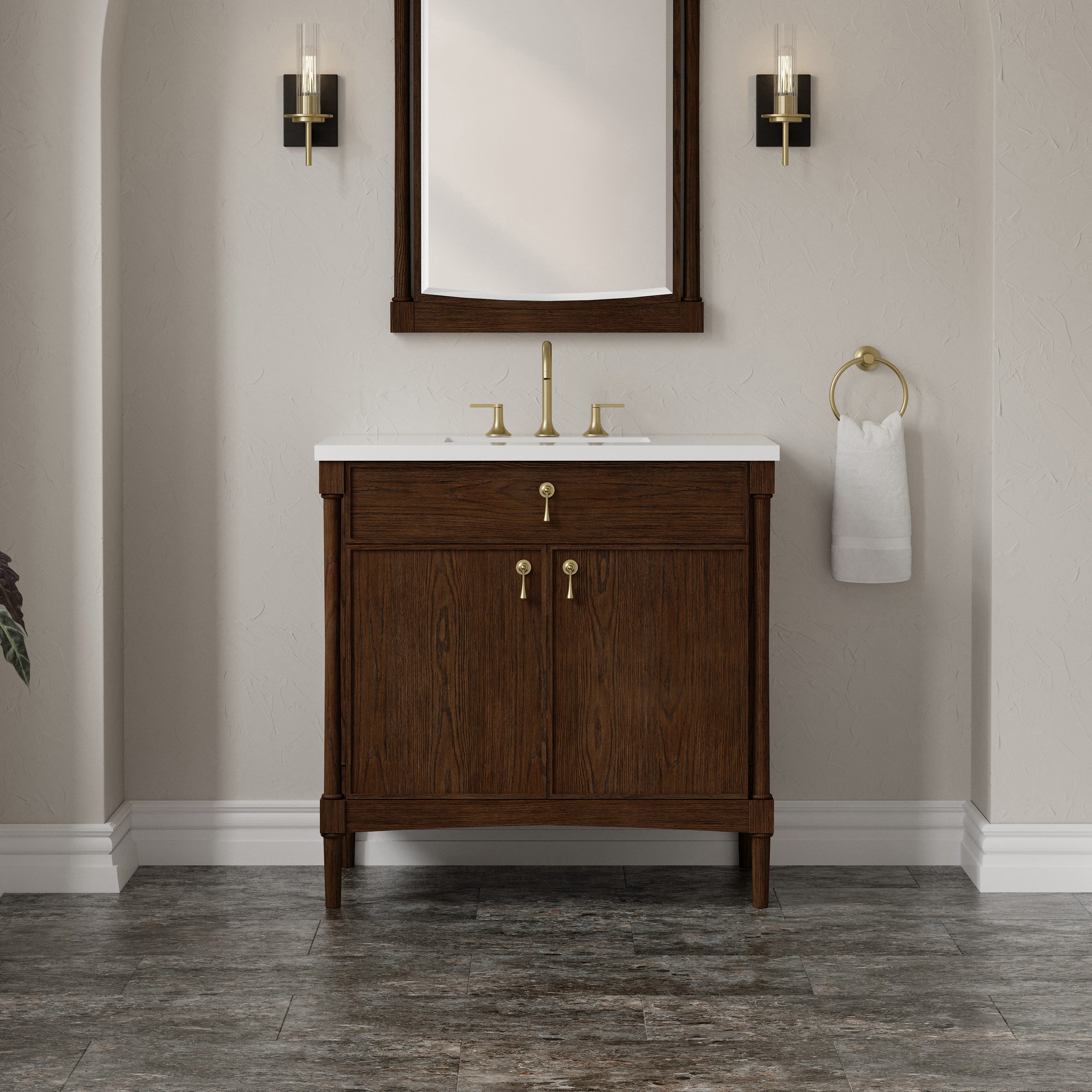 James Martin Kinnsden 36" Single Vanity in Sable Oak with 3cm Countertop