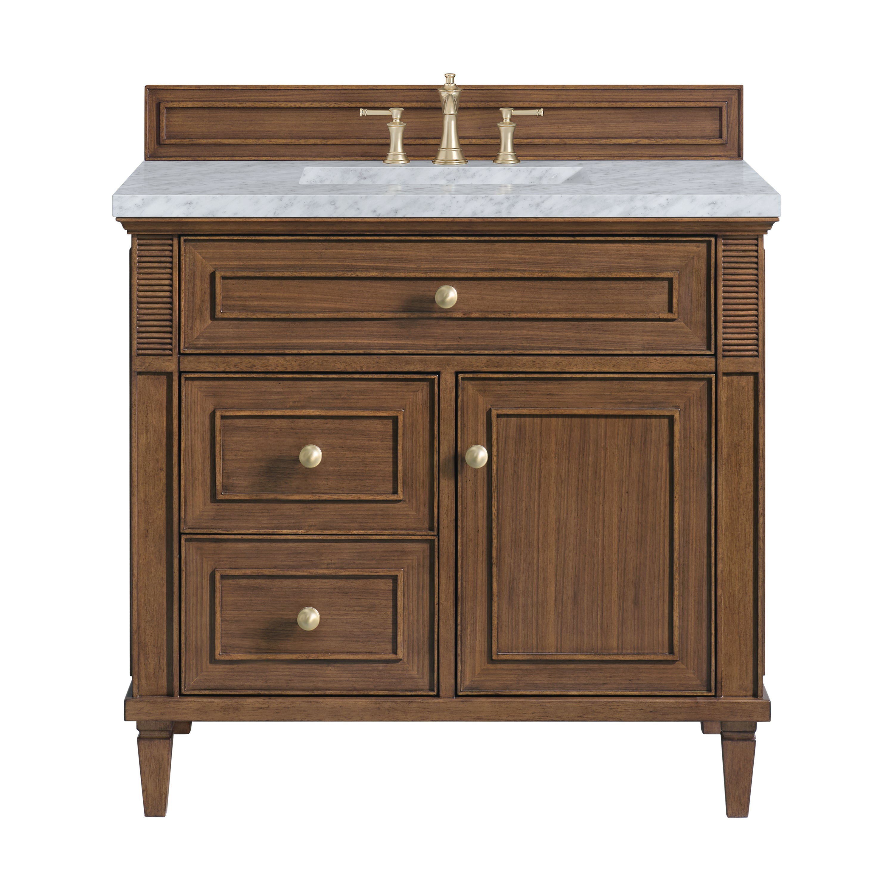 James Martin Lorelai 36" Single Vanity in Mid-Century Walnut with 3cm Countertop