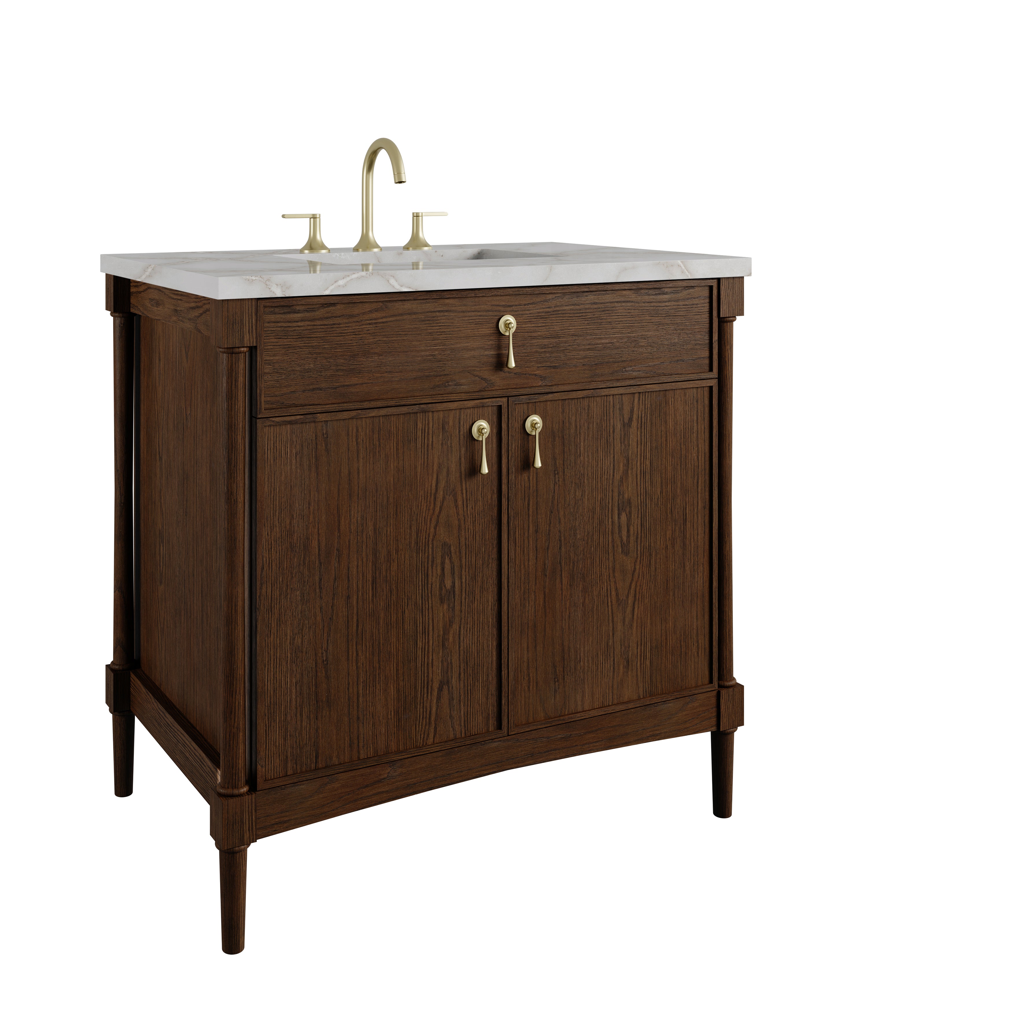 James Martin Kinnsden 36" Single Vanity in Sable Oak with 3cm Countertop