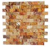 Scabos Travertine Mosaic Split Face Brick 1"X2"