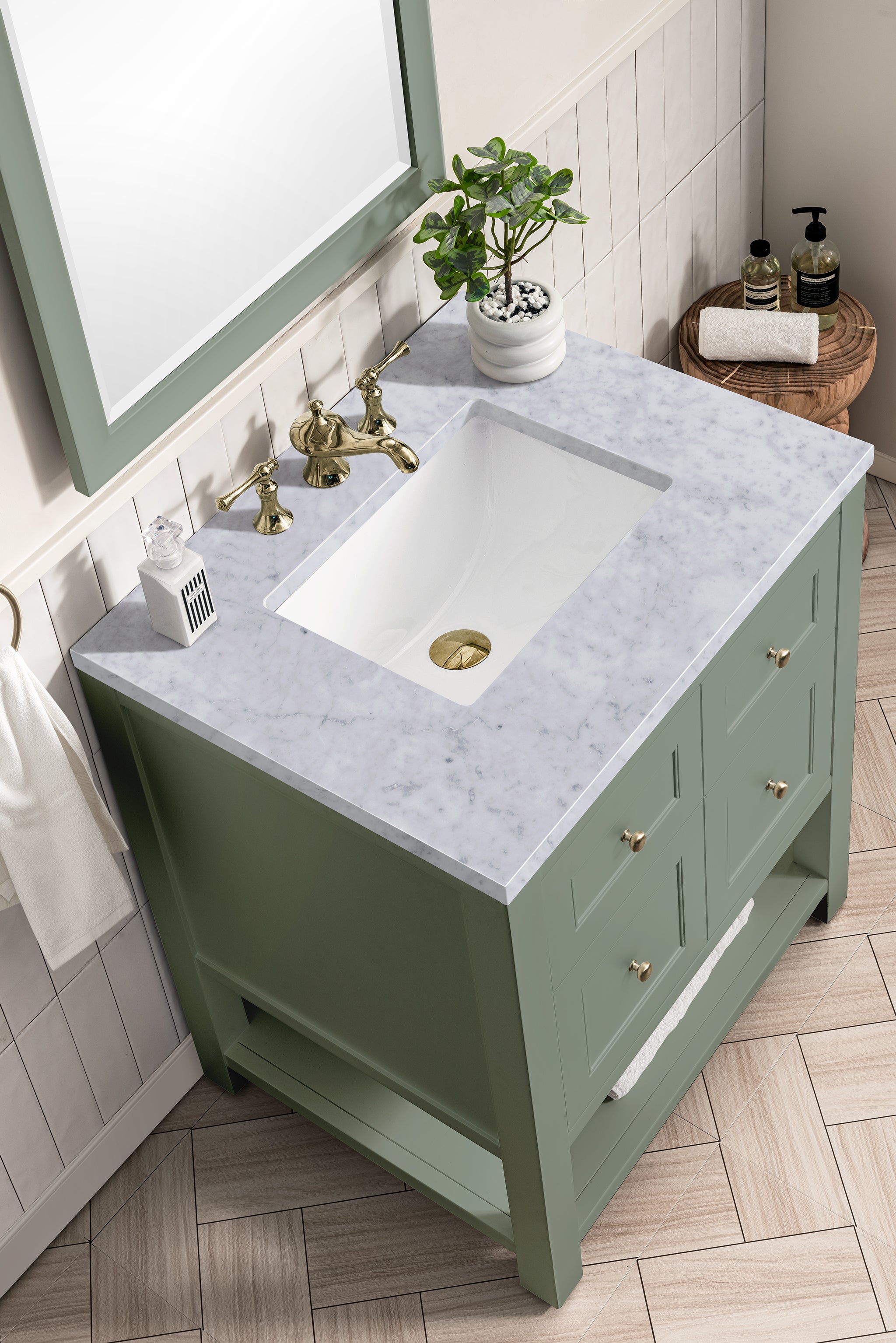 James Martin Breckenridge 30" Single Vanity in Smokey Celadon with 3cm Countertop