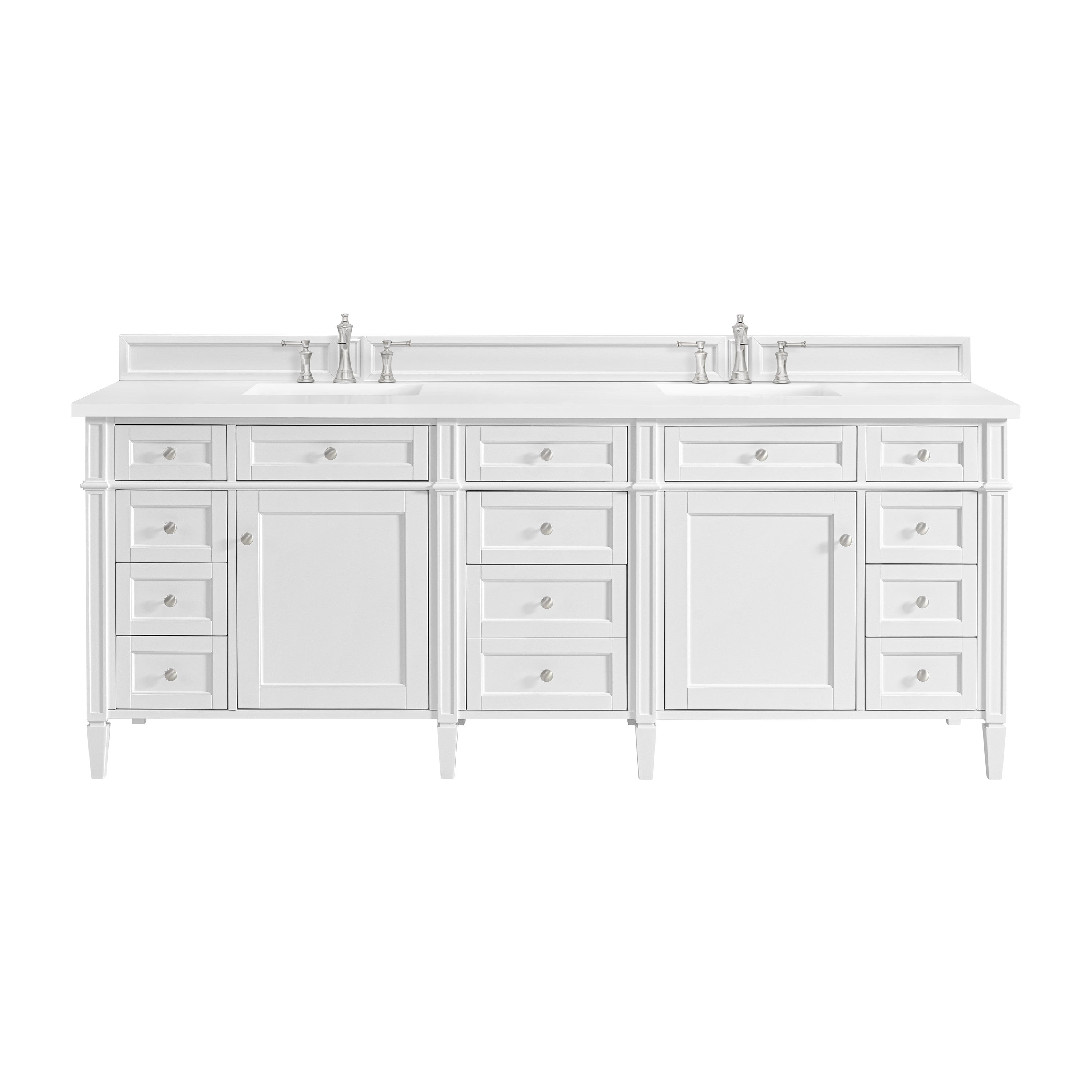 James Martin Brittany 84" Double Vanity in Bright White with 3cm Countertop