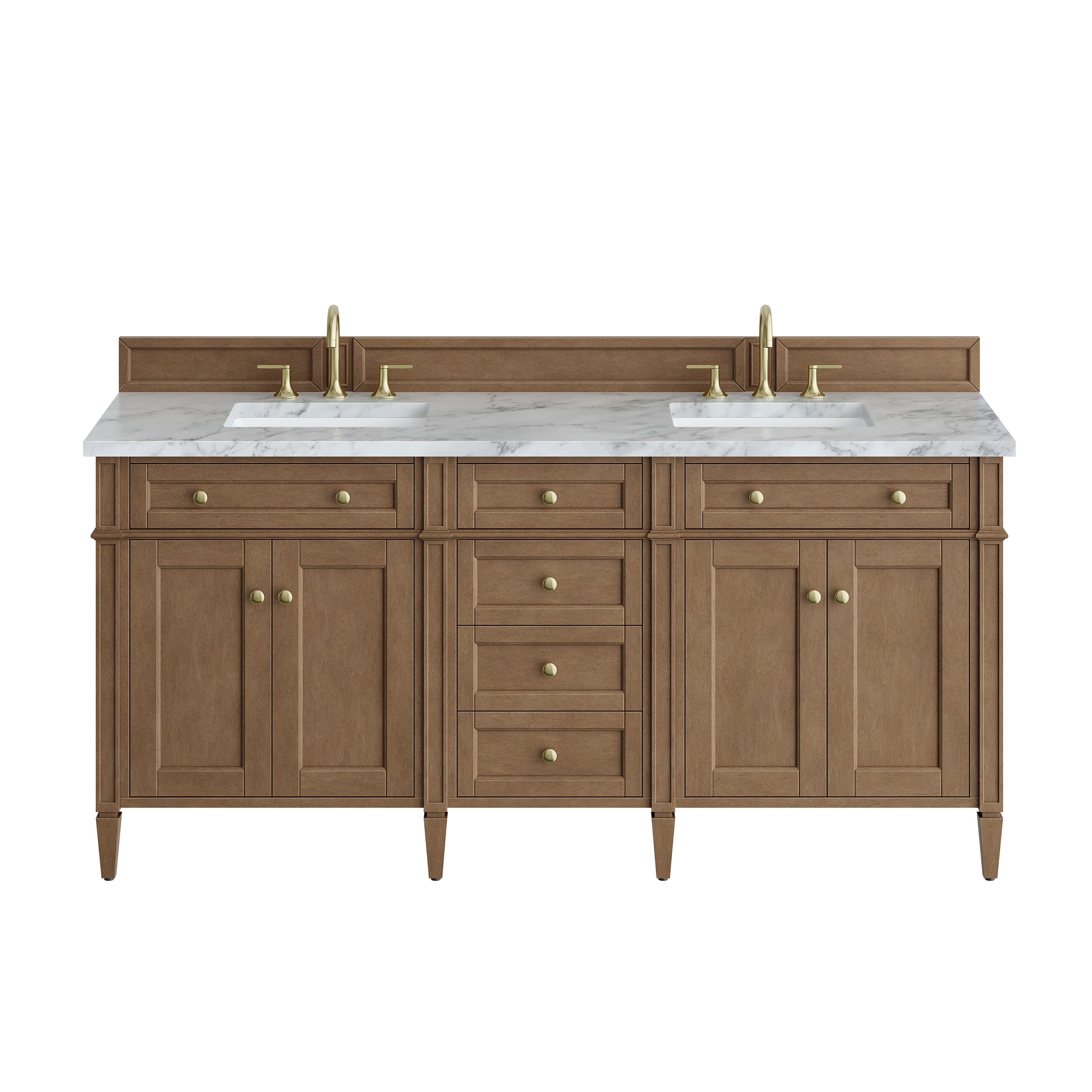 James Martin Brittany 72" Double Vanity in Pecan with 3cm Countertop