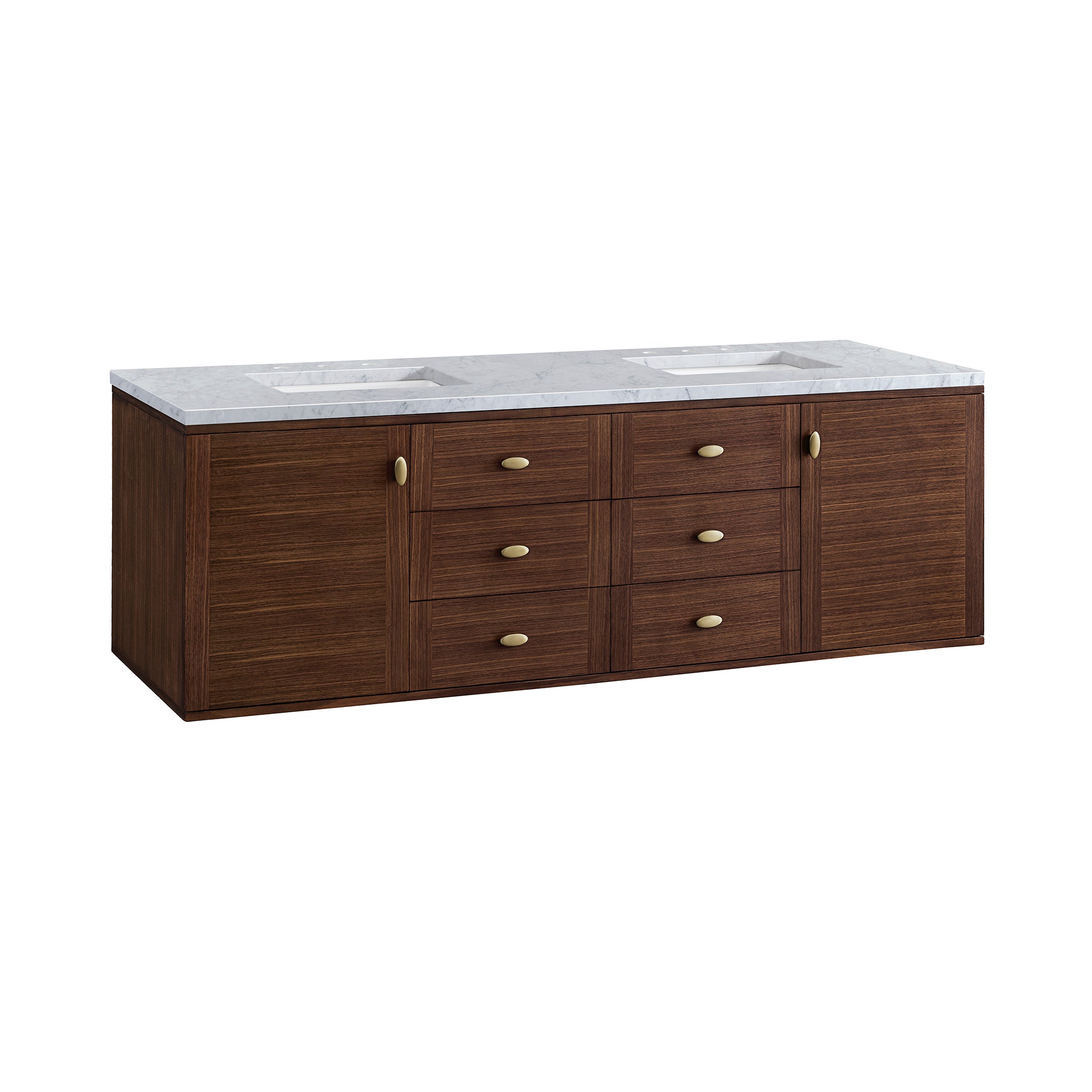 James Martin Amberly 72" Double Vanity in Mid-Century Walnut with 3cm Countertop