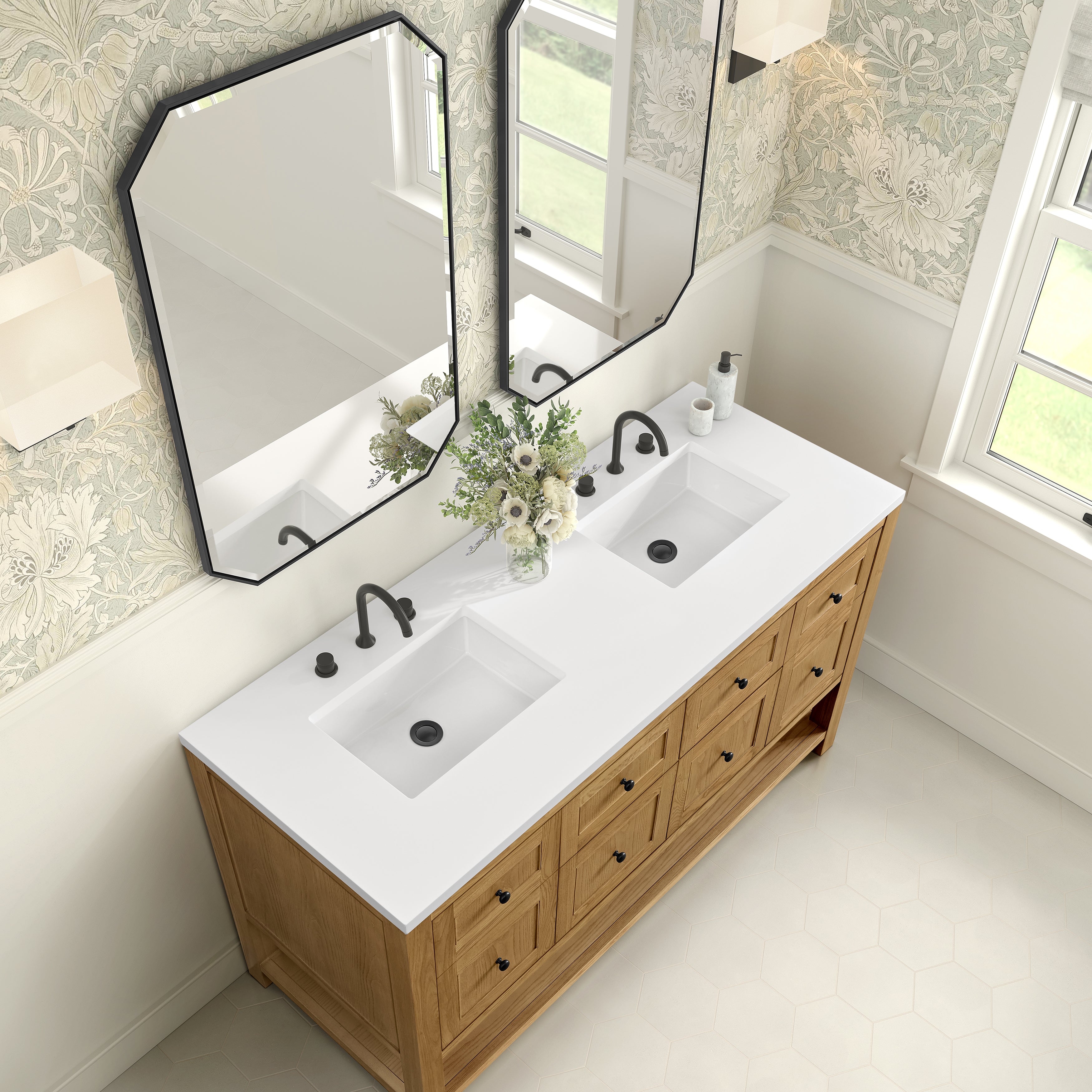 James Martin Breckenridge 60" Double Vanity in Light Natural Oak with 3cm Countertop
