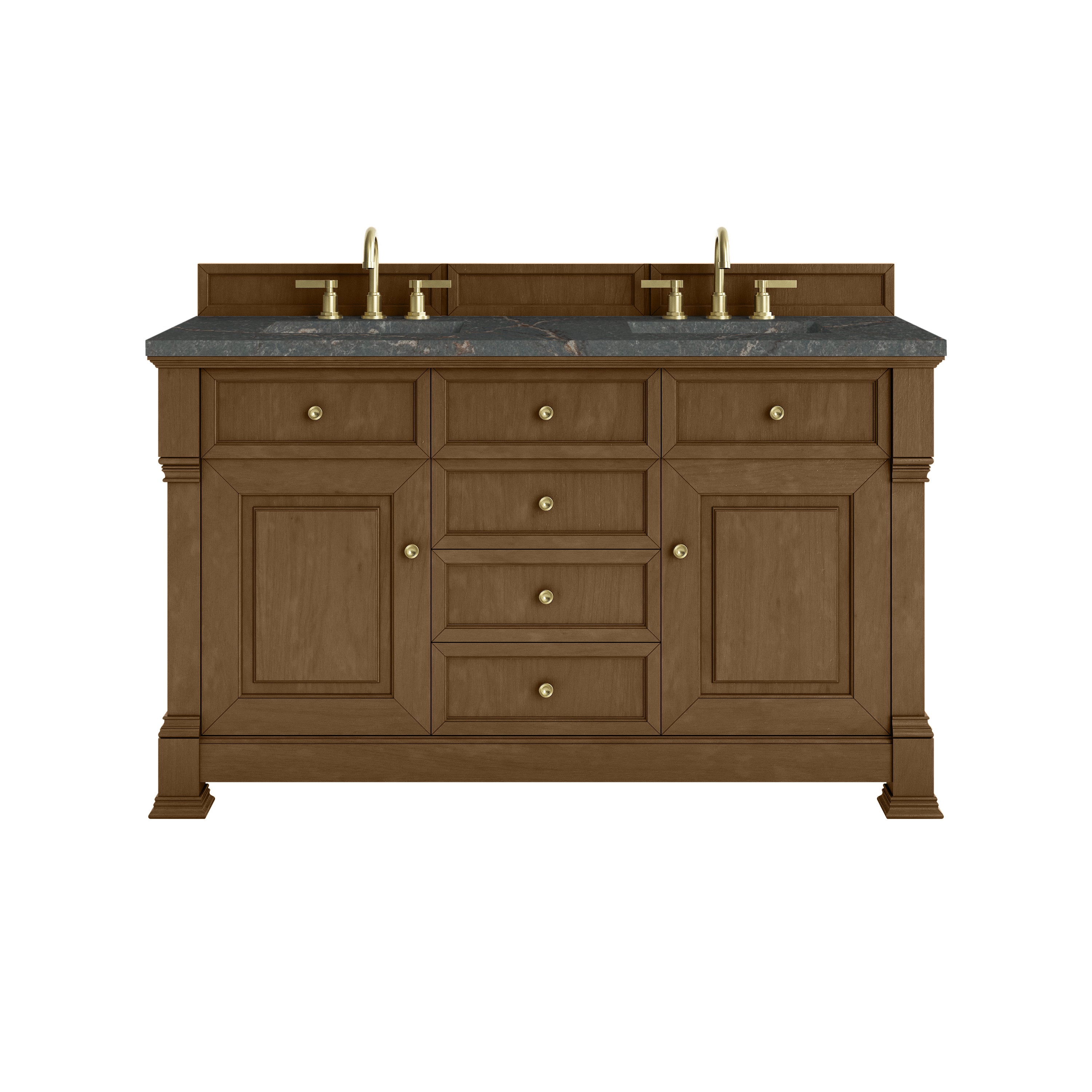 James Martin Brookfield 60" Double Vanity in Honey Oak with 3cm Countertop