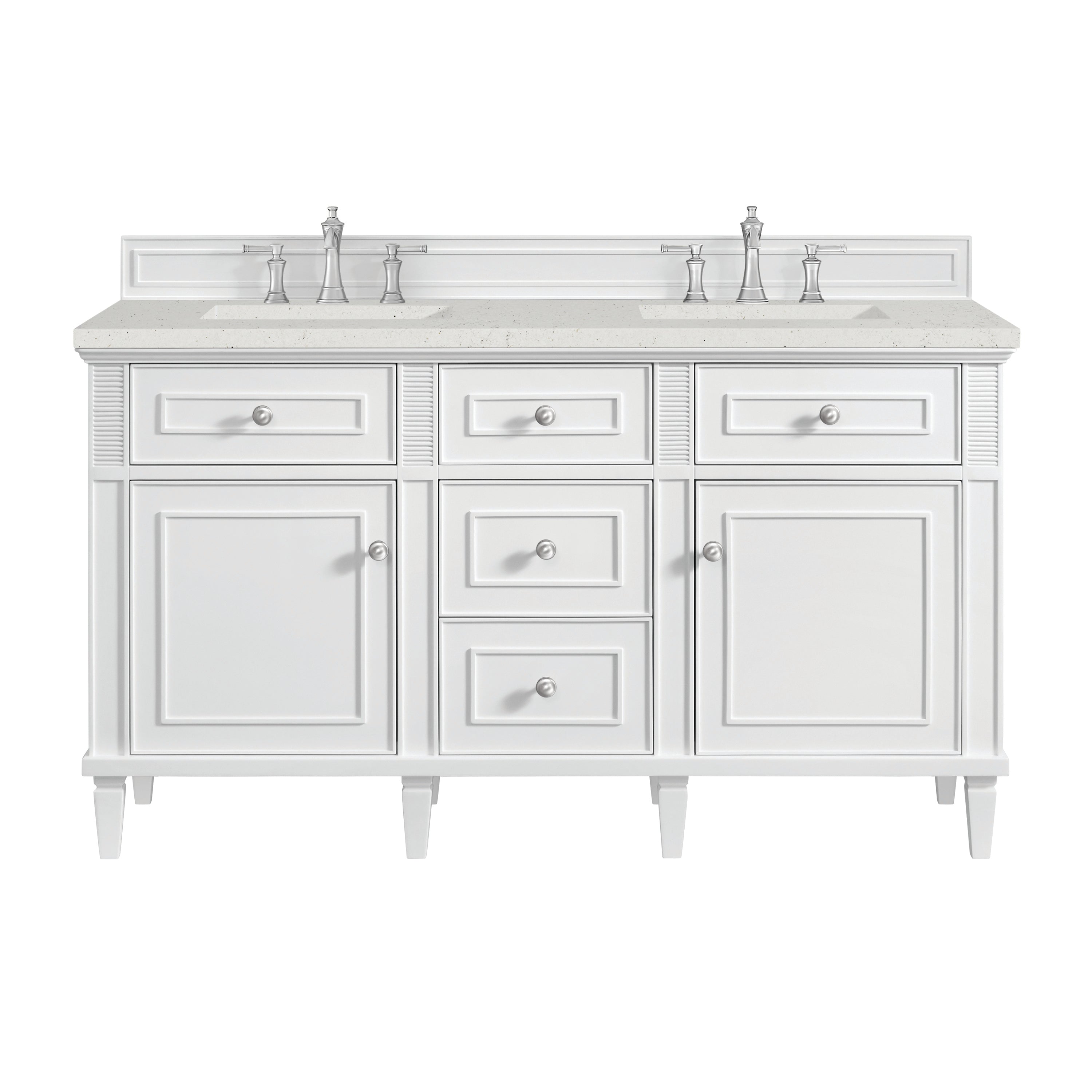 James Martin Lorelai 60" Double Vanity in Bright White with 3cm Countertop
