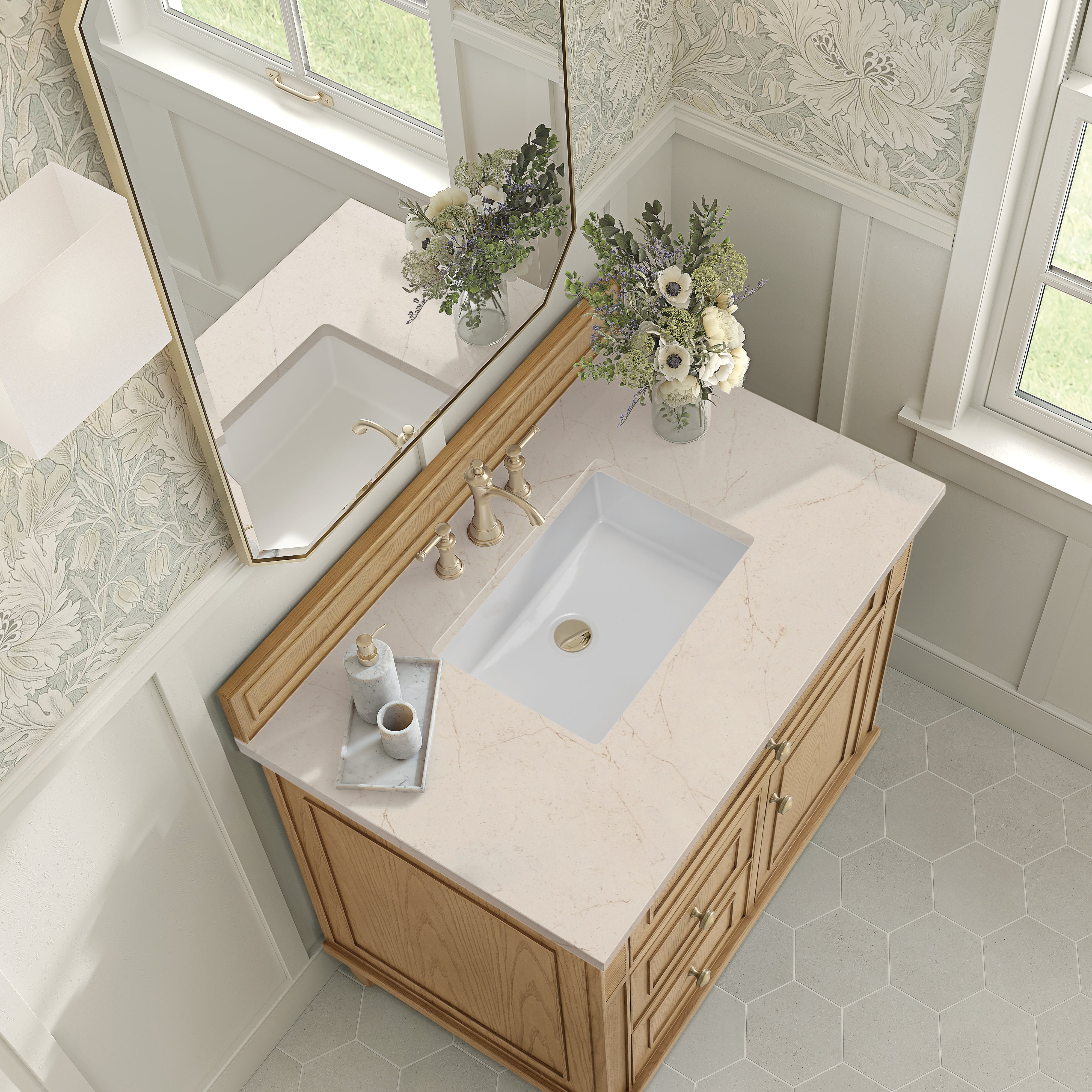James Martin Lorelai 36" Single Vanity in Light Natural Oak with 3cm Countertop