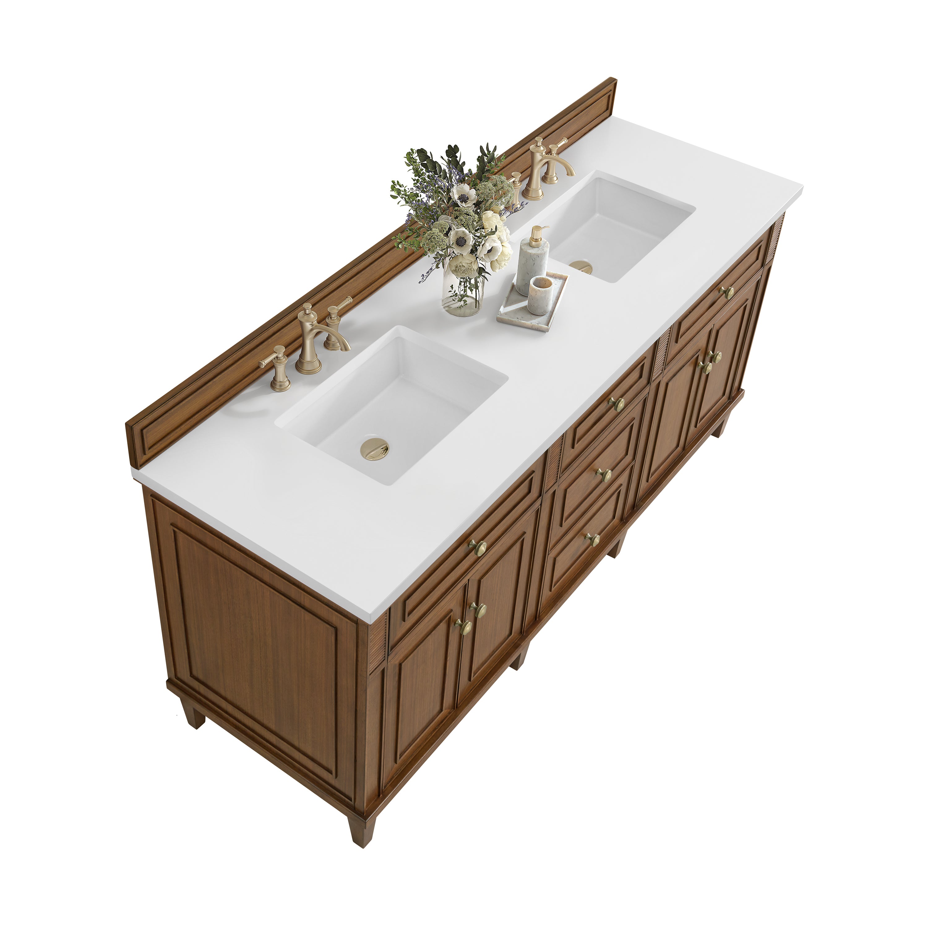 James Martin Lorelai 72"Double Vanity in Mid-Century Walnut with 3cm Countertop