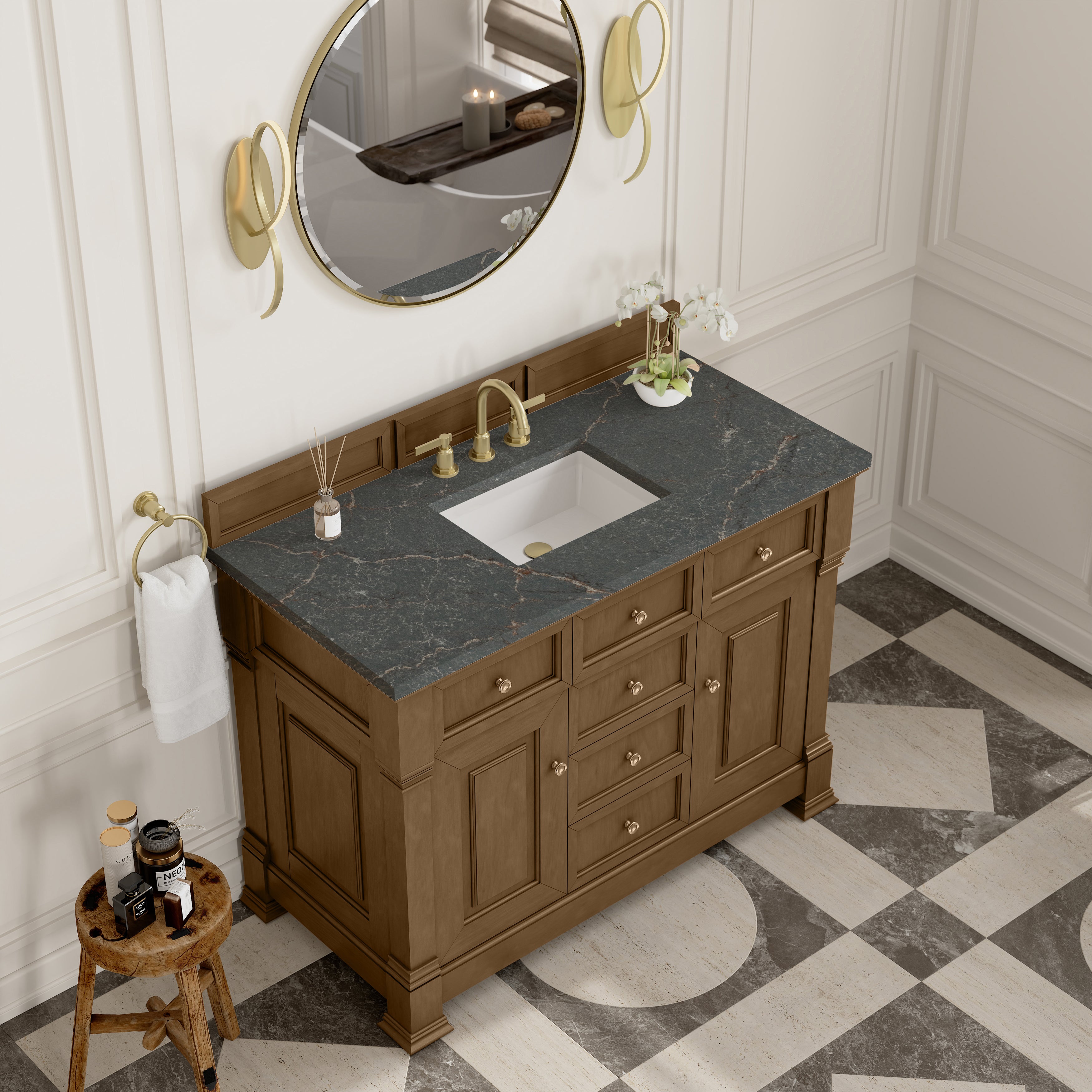 James Martin Brookfield 48" Single Vanity in Honey Oak with 3cm Countertop