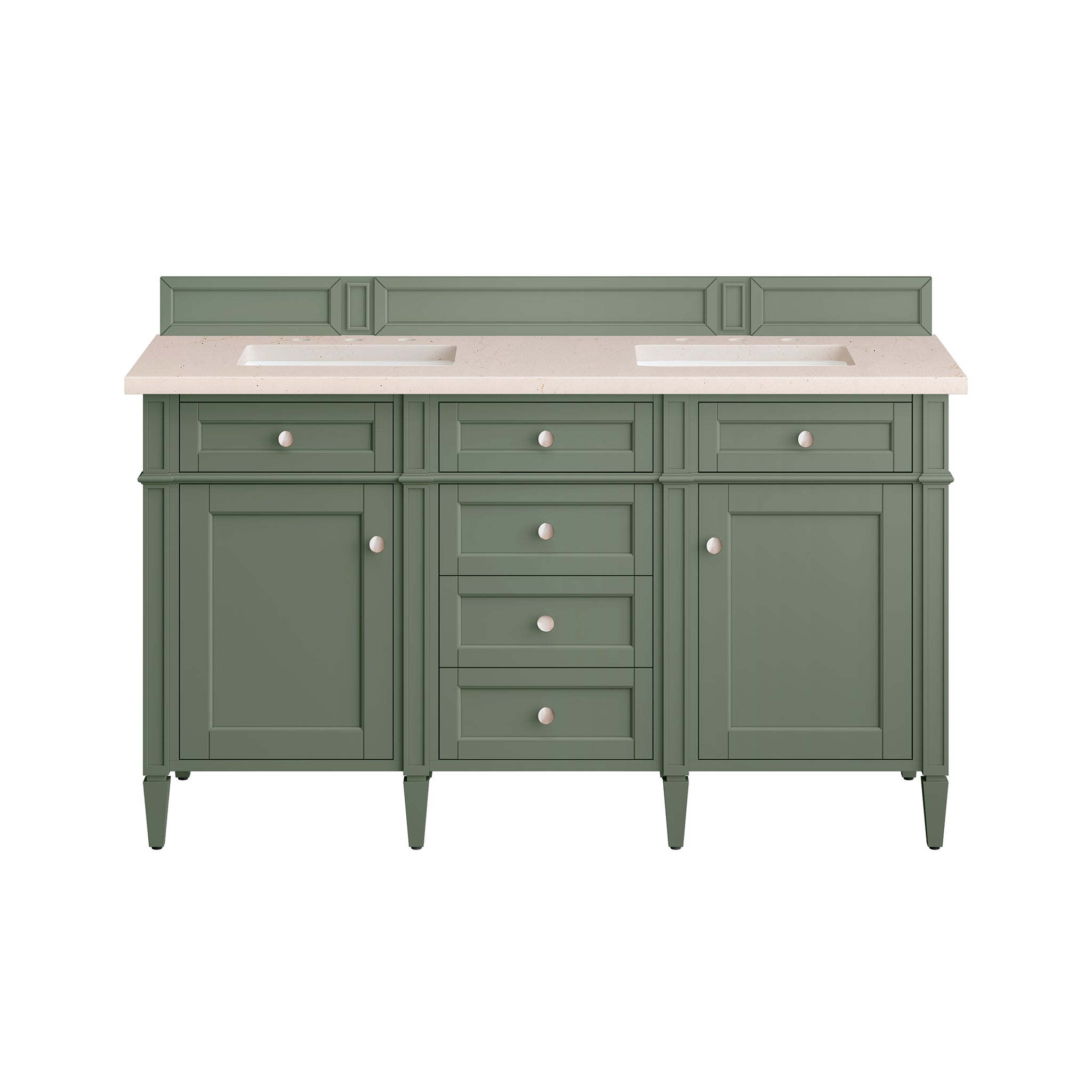 James Martin Brittany 60" Double Vanity in Smokey Celadon with 3cm Countertop